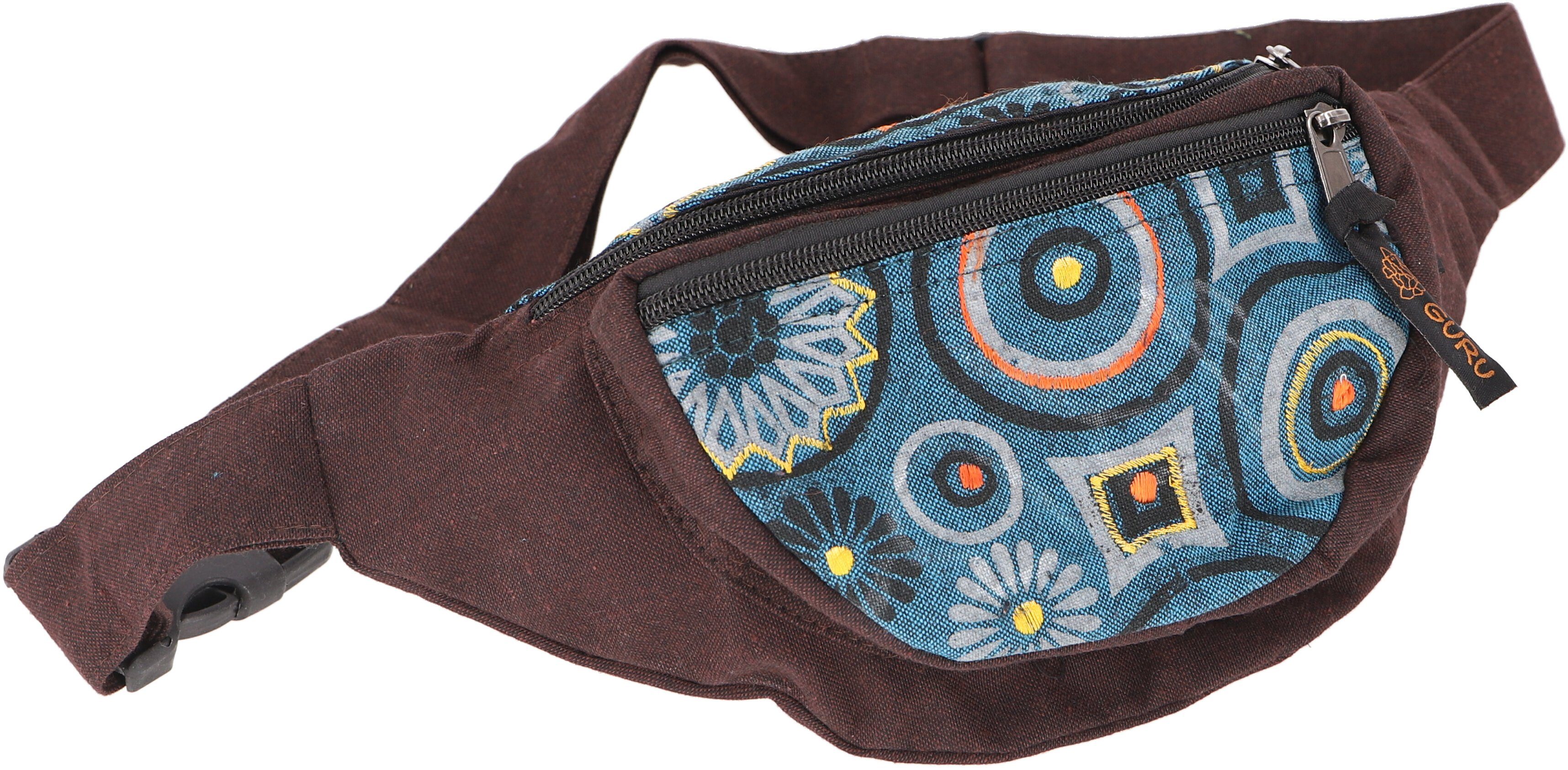 Guru-Shop Gürteltasche Ethno Sidebag, bestickte Boho Nepal.. braun