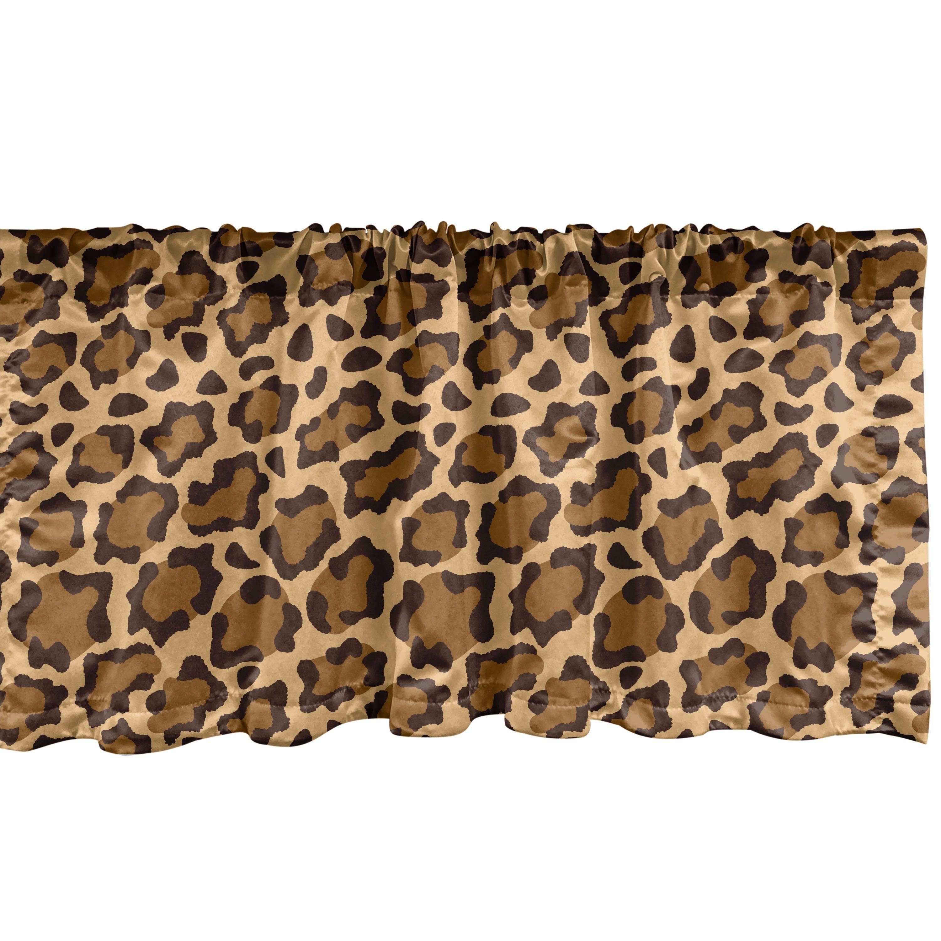 Scheibengardine Vorhang Volant für Küche Schlafzimmer Dekor mit Stangentasche, Abakuhaus, Microfaser, Leopard-Druck Panthera Specie Haut