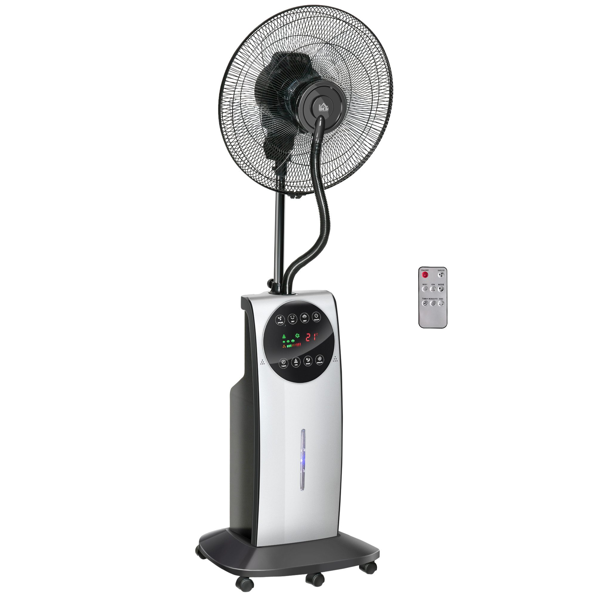 HOMCOM Standventilator 2-in-1 Ventilator, LED-Display, Timerfunktion, für Schlafzimmer Wohnzimmer, Schwarz