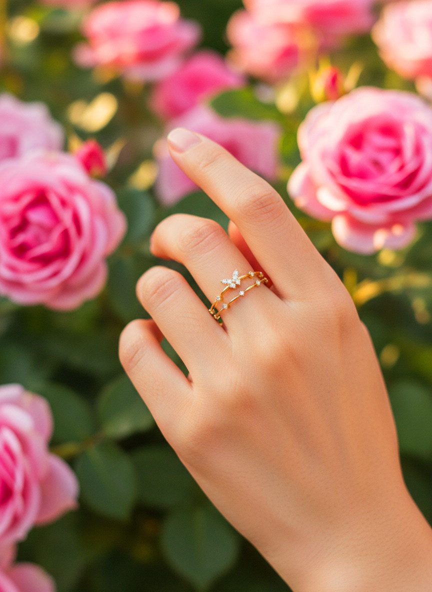 Color Design Silberring Eleganter Silberring mit Zirkonia und Schmetterlingsdesign (Größen verstellbar, inkl. Geschenkbeutel), filigraner Damenring in Goldoptik