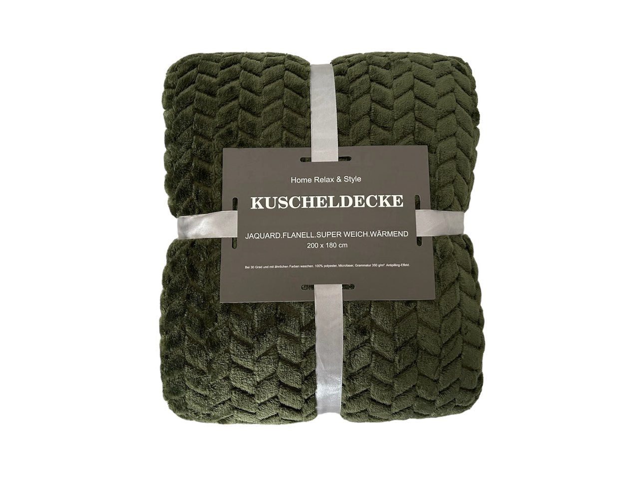 Wohndecke Jacquard Kuscheldecke olivgrün » XL Flanell Wohndecke 200x180cm, günstig online kaufen