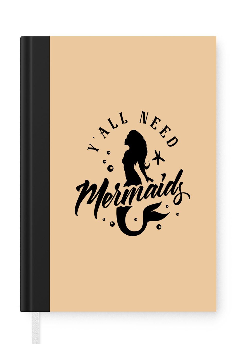 MuchoWow Notizbuch Meerjungfrau - Zaubersprüche - Beige, Journal, Merkzettel, Tagebuch, Notizheft, A5, 98 Seiten, Haushaltsbuch | Notizbücher