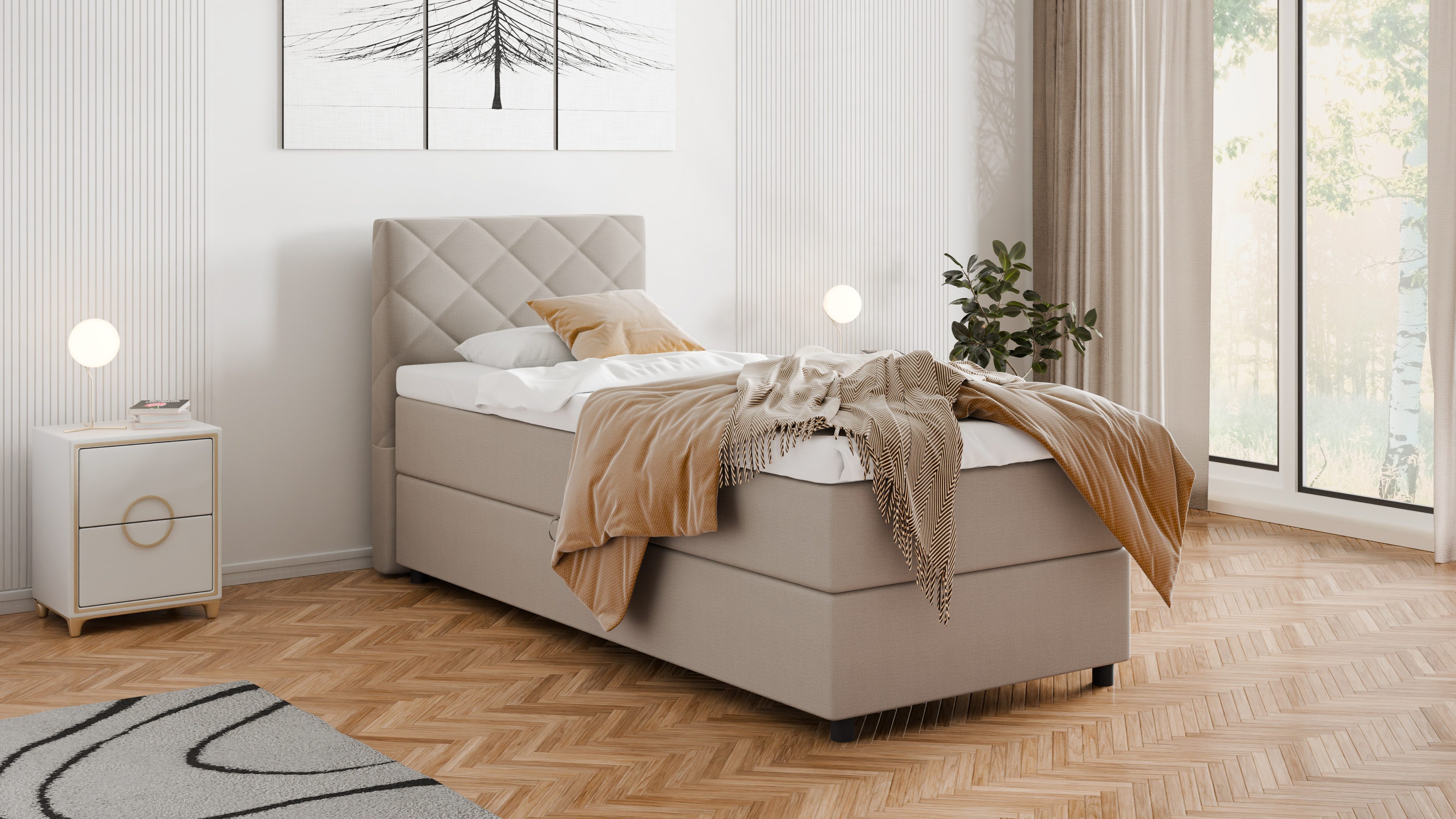 PANDA MÖBEL GmbH Boxspringbett DIAMARO 90x200, 100x200, 120x200, Boxbett mi günstig online kaufen