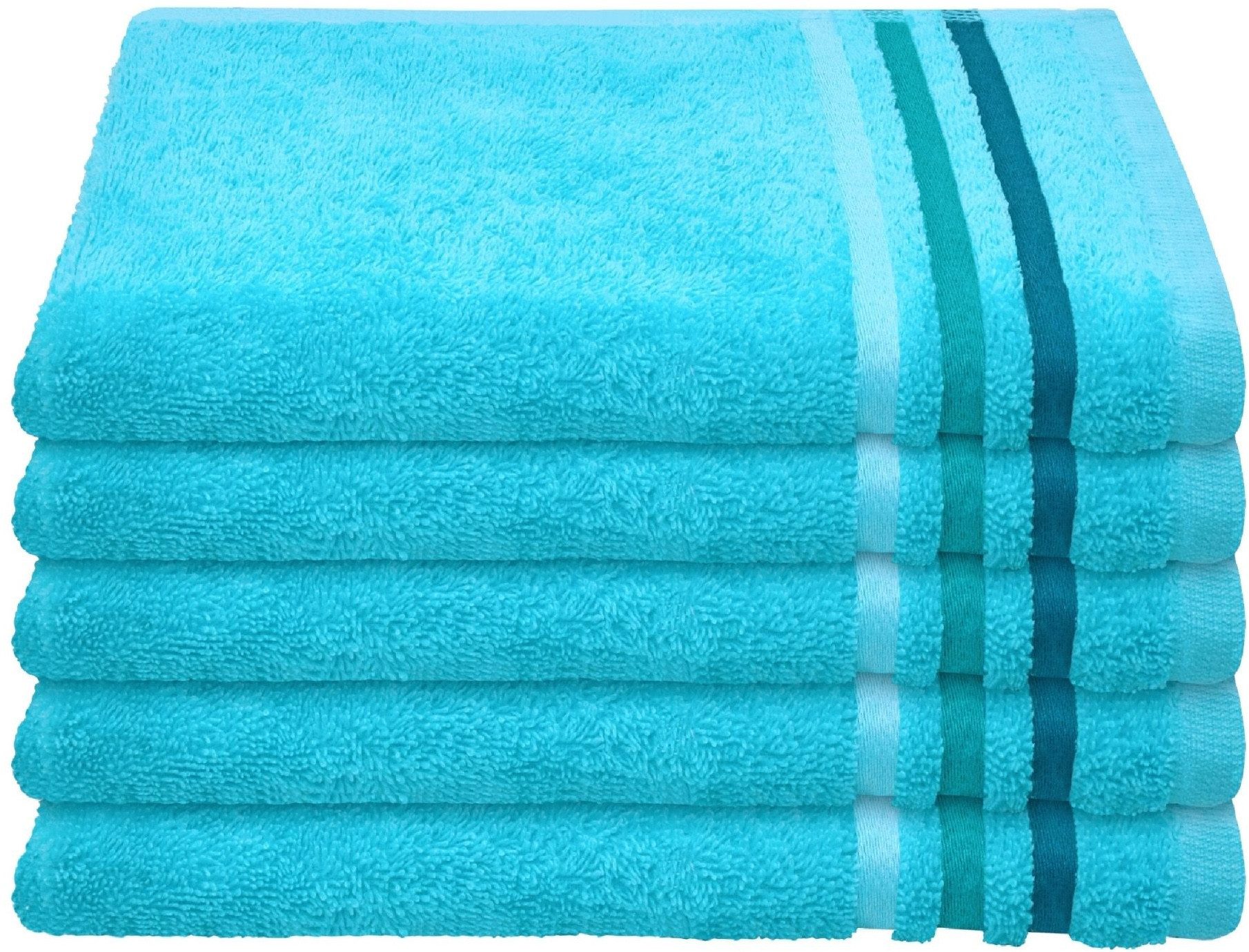 Schiesser Gästehandtücher Skyline Color aus 100 % Baumwolle mit eleganter Streifenbordüre, Frottier (Set, 5-St), OEKO-TEX® MADE IN GREEN