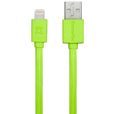 XtremeMac »HQ Flat Lightning-Kabel 1m Grün« Smartphone-Kabel, USB Typ A, Apple Lightning, Lightning-Stecker, zum Laden und als Datenkabel, passend für Apple iPhone, iPad und iPod
