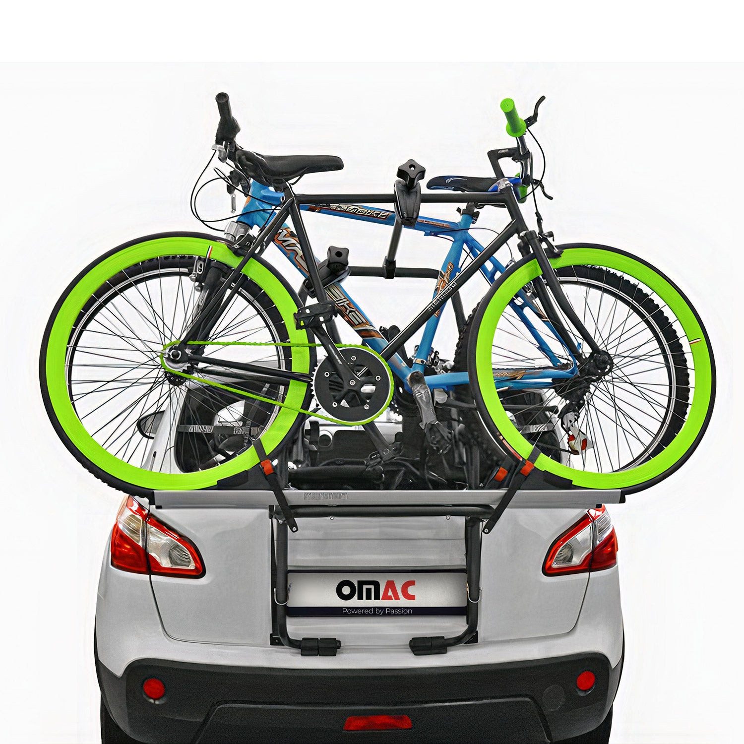 OMAC Heckfahrradträger Fahrradträger Heckklappe E Bike Peugeot 308 2 Fahrräder, Faltbar, Abnehmbar, Leichtgewichtig