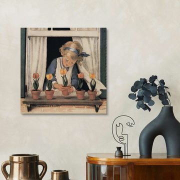 Posterlounge Holzbild Jessie Willcox Smith, Setzen von Tulpen, Illustration