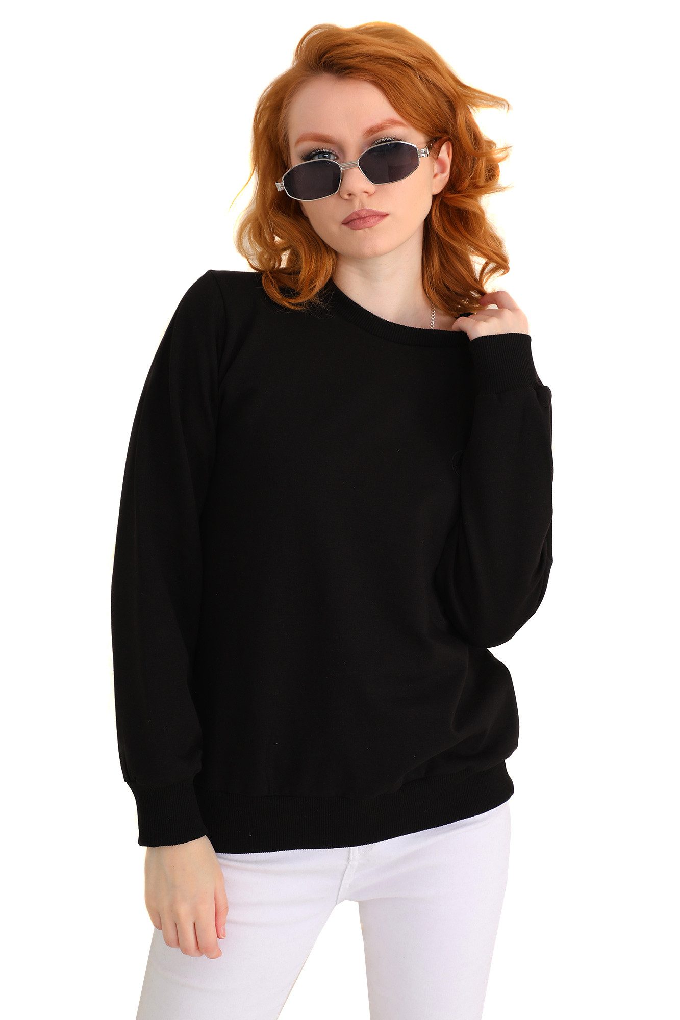 Sweater Sweatshirt Pullover mit gerauter Innenseite Basic