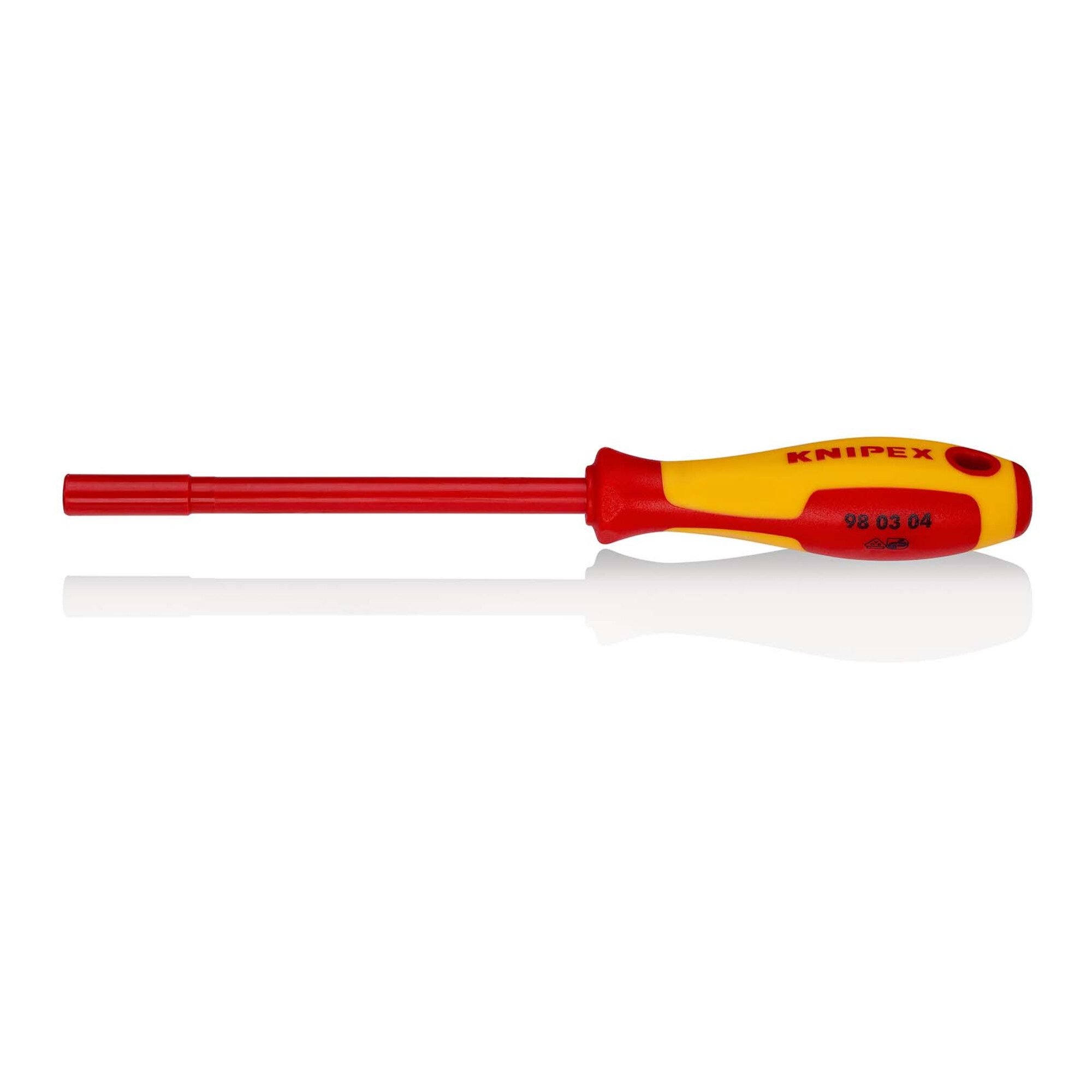 Knipex Steckschlüssel KNIPEX 98 03 04 Steckschlüssel mit Schraubendreher-Griff isoliert mit