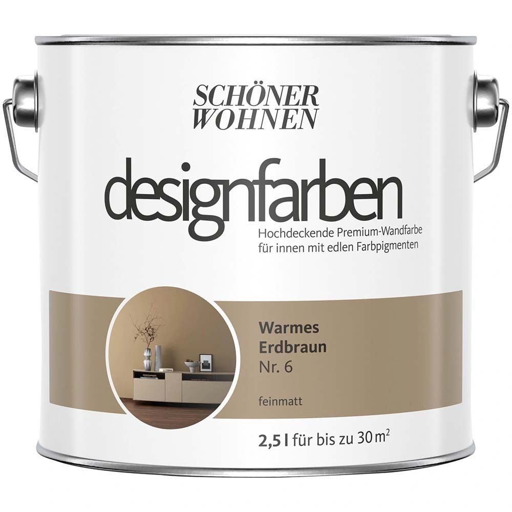 SCHÖNER WOHNEN FARBE Wandfarbe Schöner Wohnen Designfarben 2,5 Ltr. Warmes Erdbraun Nr. 6