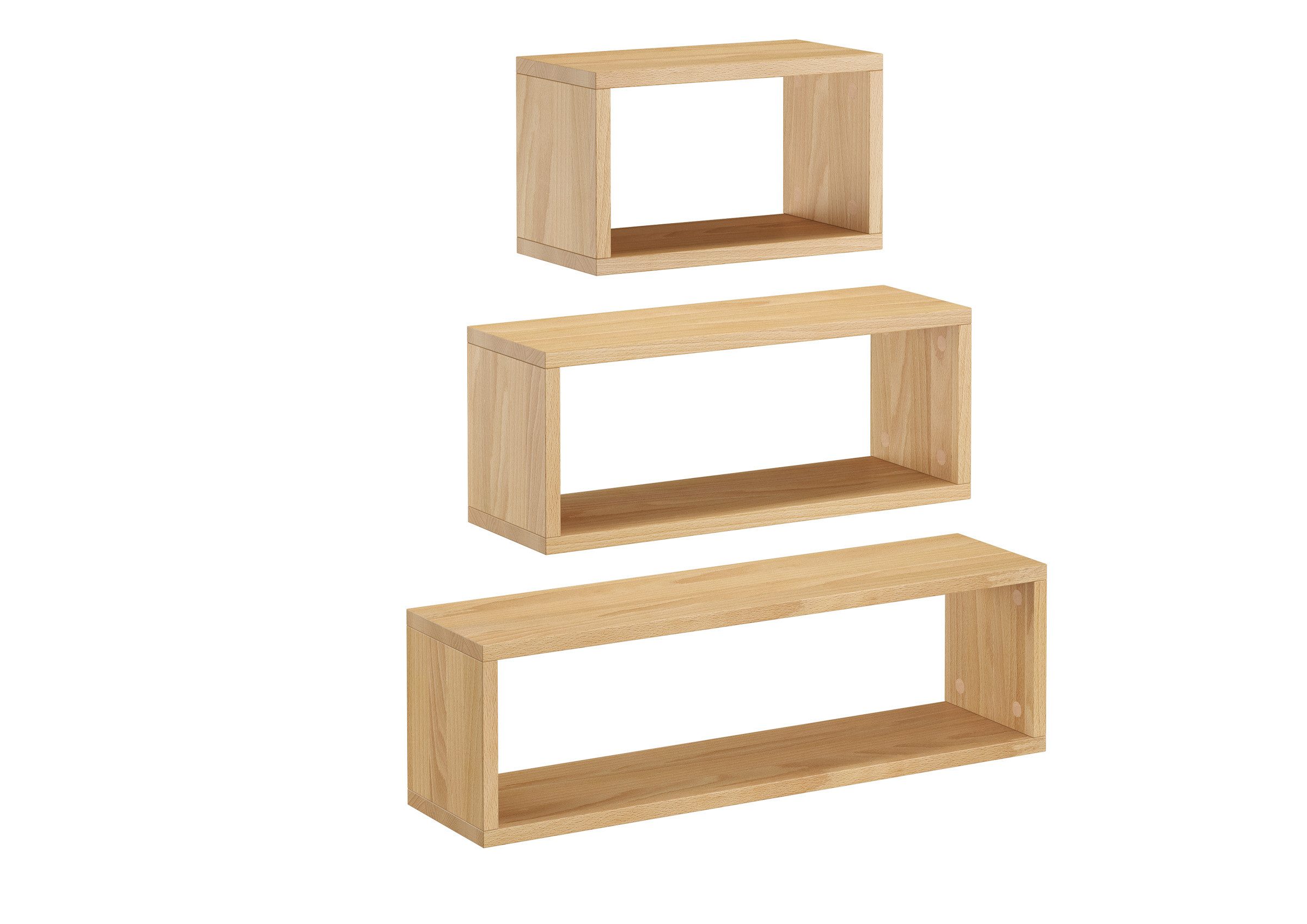ERST-HOLZ Wandregal Holzablage schwebender Nachttisch Wandregal Buche Größe wählbar