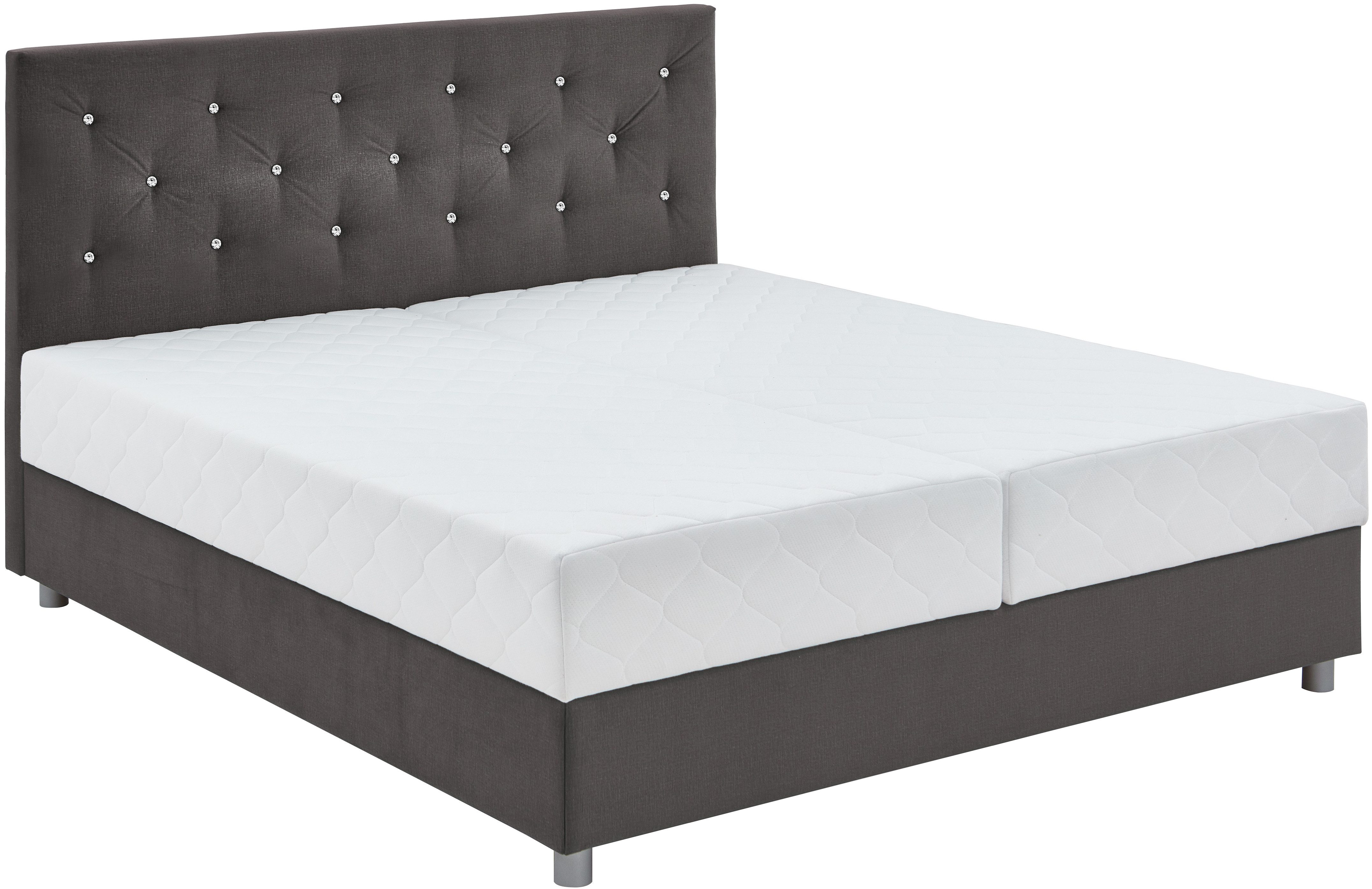 ATLANTIC home collection Boxbett CELIA im hochwertiger Samtoptik, mit Taschen-Federkernmatratze, Bettkasten und Strass-Steinen