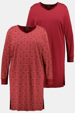 Ulla Popken Bigshirt Bigshirts 2er-Pack Weihnachten V-Ausschnitt (2-tlg)