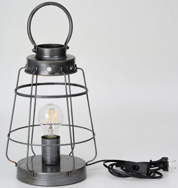 BRUBAKER Tischleuchte Vintage Gitter Tischlampe, Nachttischlampe, Ohne Leuchtmittel, mit Griff