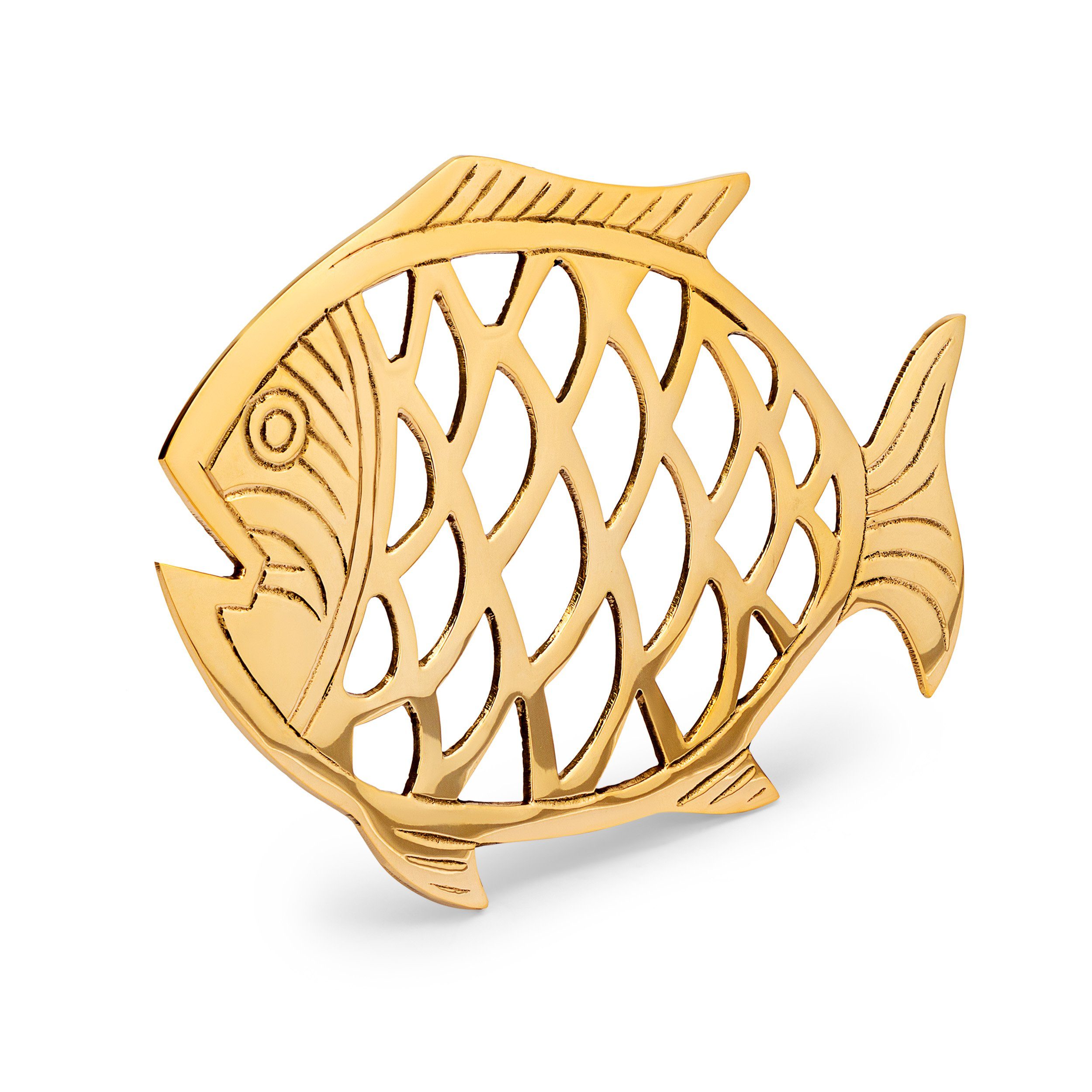 NKlaus Dekofigur Topf Untersetzer Fisch 23x16mm aus Messing gold Tischuntersetzer Hitze, Made in Germany. € 41,99