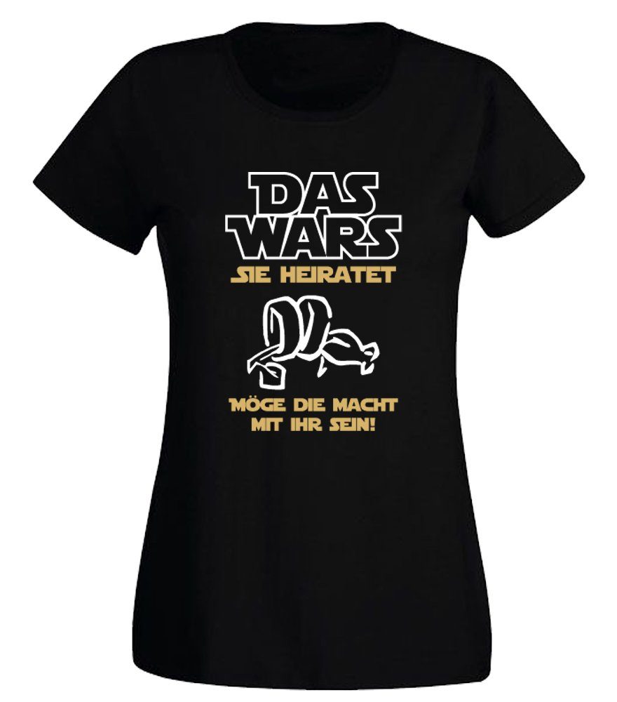 G-graphics T-Shirt zum Junggesellinnen-Abschied - Das wars – Sie heiratet Slim-fit Damen Begleiterinnen-T-Shirt zum JGA / Poltershirt