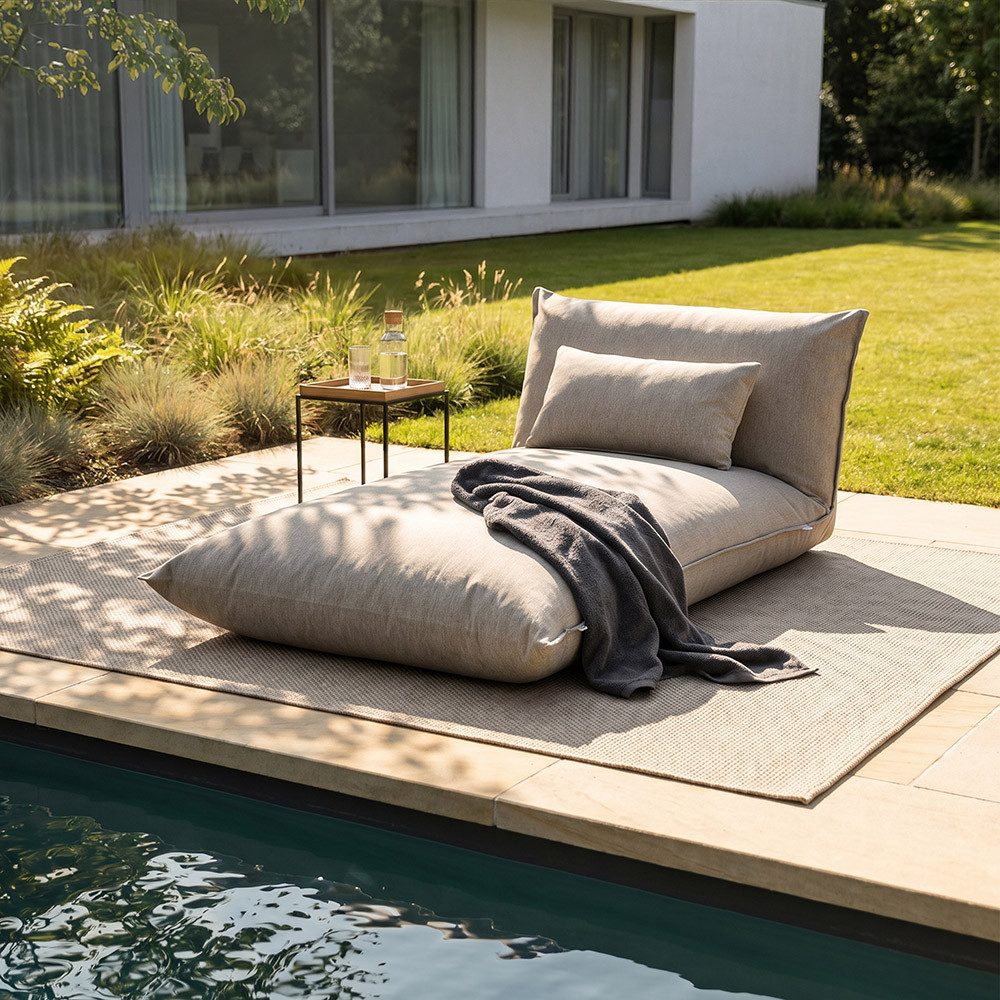HOME DELUXE Sitzsack Outdoor Loungebett RIGA, 180 x 105 x 70 cm - Abnehmbarer Bezug, Gartenliege