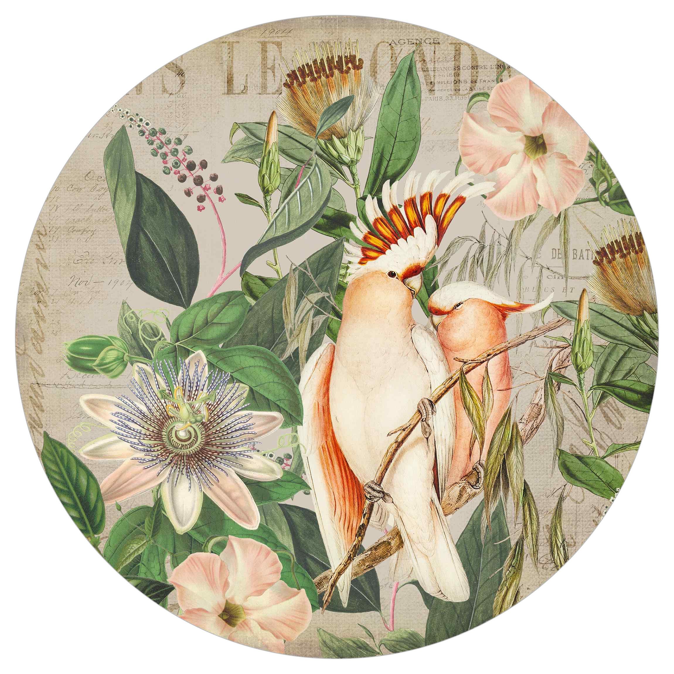 Bilderdepot24 Vliestapete rund Collage Style Rosa Kakadu, Glatt, Matt, (Vli günstig online kaufen