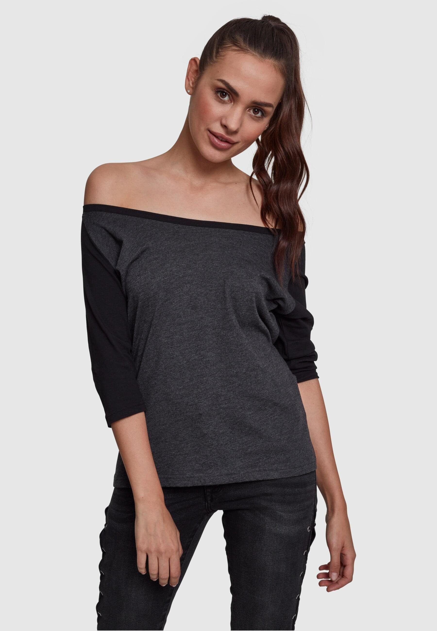 URBAN CLASSICS Kurzarmshirt Damen Ladies Raglan (1-tlg) Tee 3/4 Contrast charcoal/black