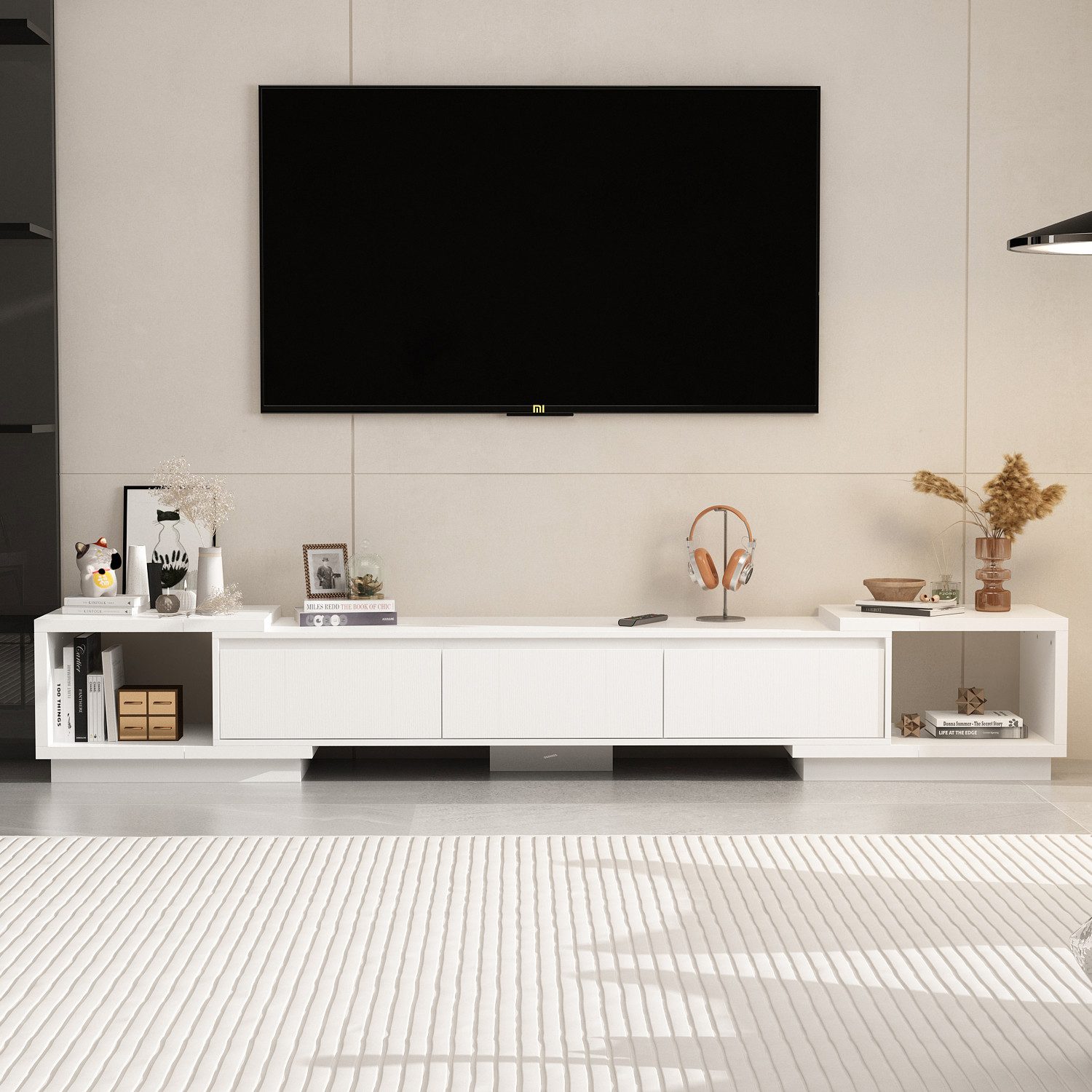 HOMSEE TV-Schrank 270 cm mit 3 Schubladen & 2 Fächern, MDF (1-St) geeignet für Wohnzimmer, Schlafzimmer