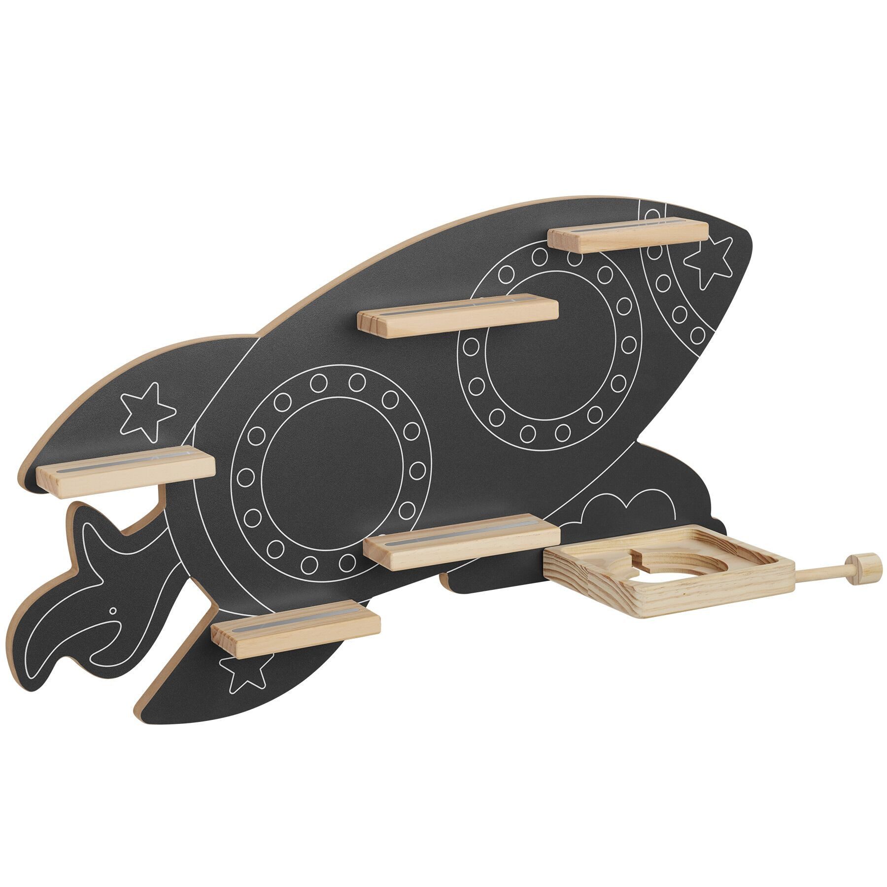 tectake Wandregal Figurenregal für 40 Tonies, magnetisch, inklusive Kopfhörerhalterung, Toniebox Regal MyLittleStory Rocket 1-tlg., Unsichtbare Aufhängung mit integrierter Kabelführung