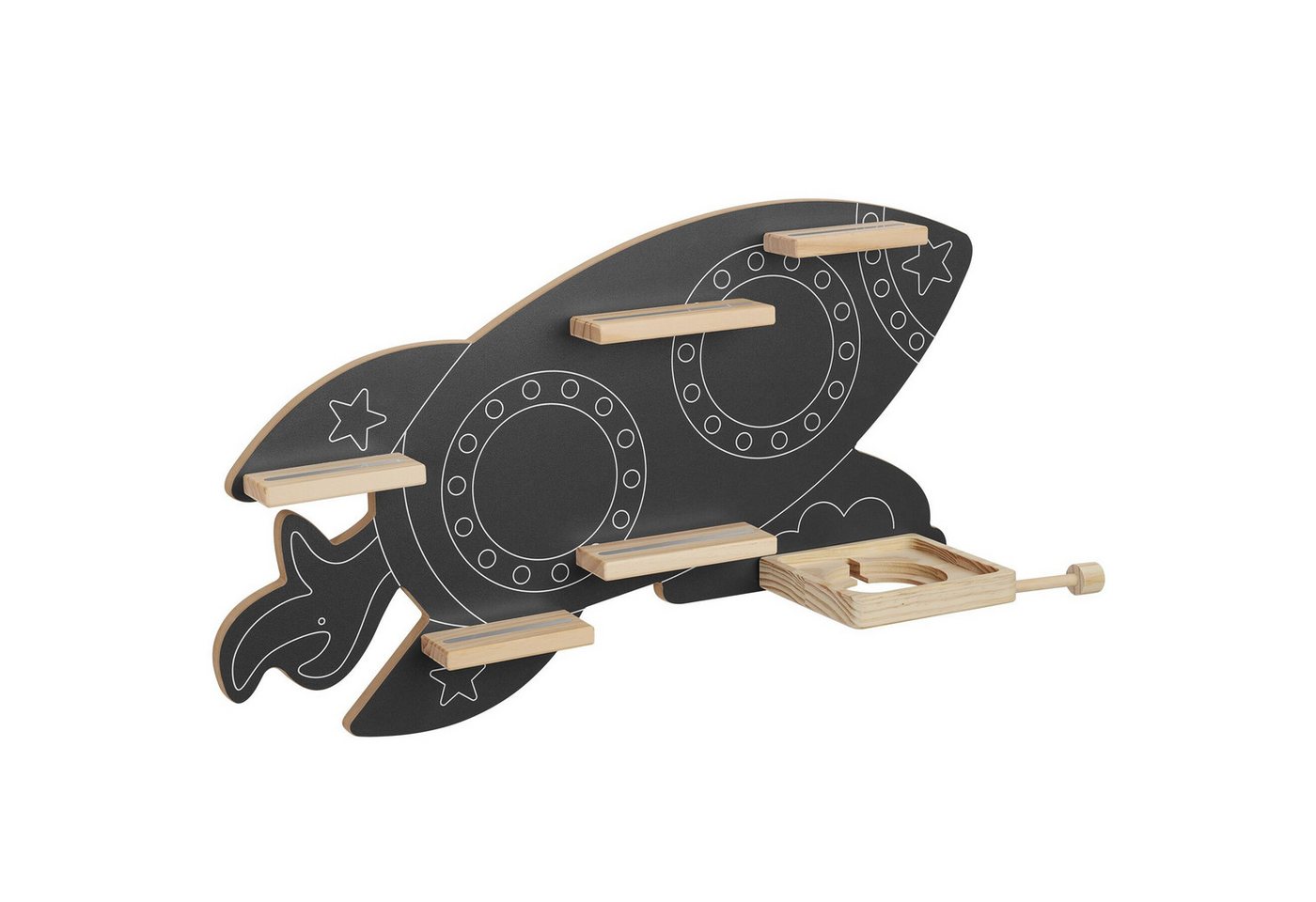 tectake Wandregal Figurenregal für 40 Tonies, magnetisch, inklusive Kopfhörerhalterung, Toniebox Regal MyLittleStory Rocket 1-tlg., Unsichtbare Aufhängung mit integrierter Kabelführung