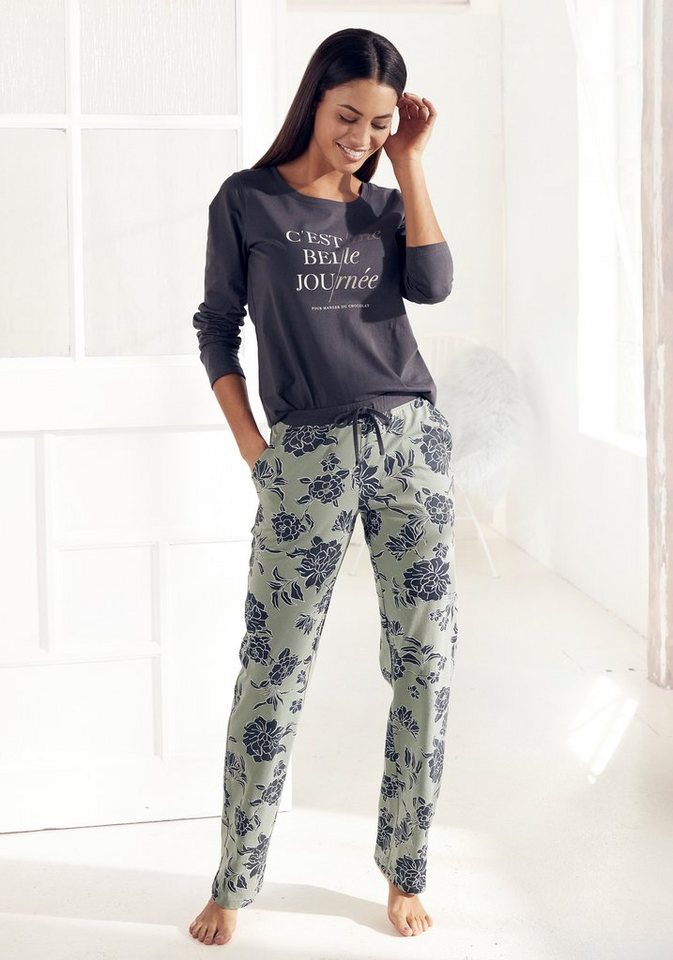 Vivance Dreams Pyjama (2 tlg., 1 Stück) mit großem Blumen-Druck