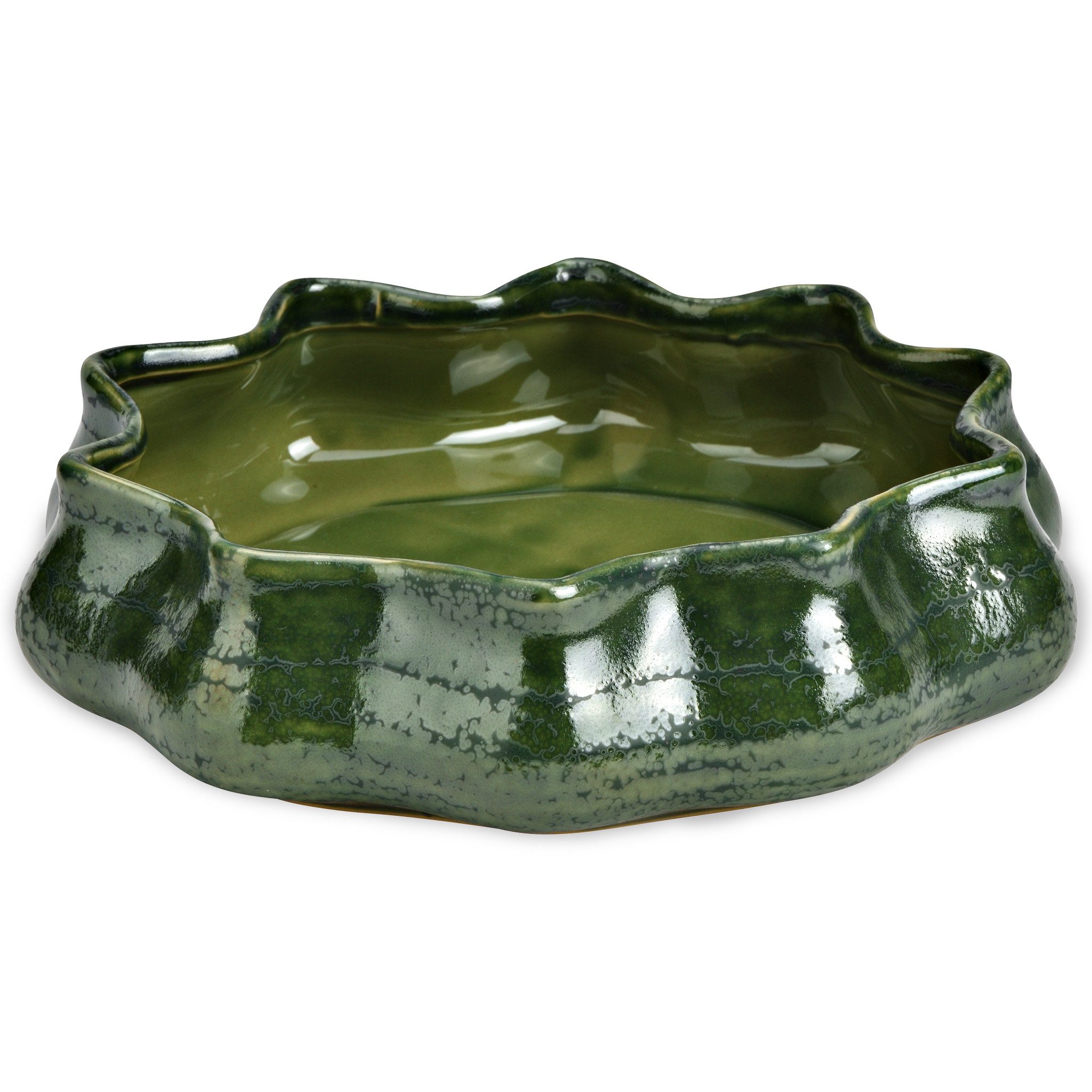 matches21 HOME & HOBBY Dekoschale Grüne Dekoschale aus Steingut im Wellen-Design, in 25 cm (1 St), Als Schmucktablett & Ablageschale