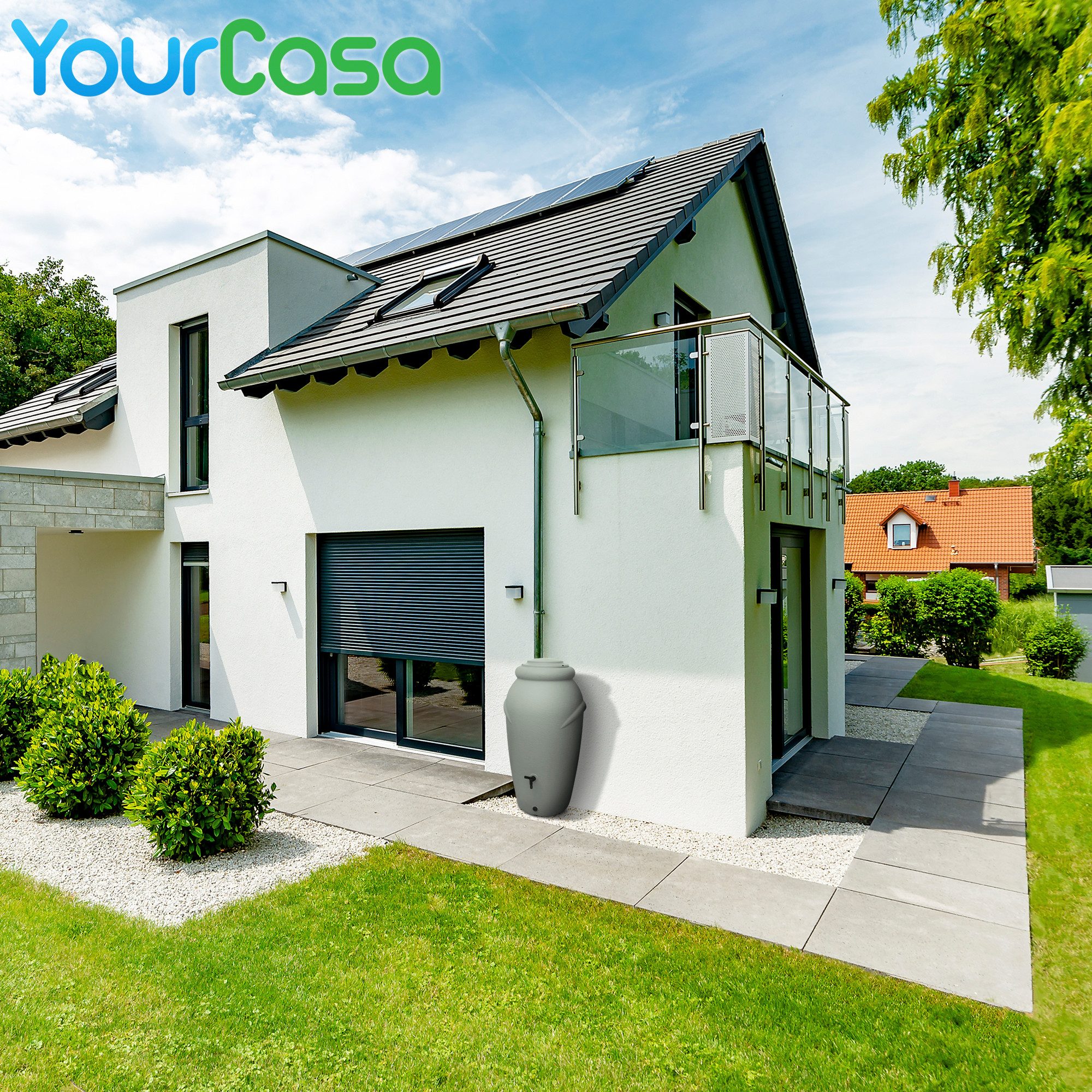 Thumbnail - YourCasa Regentonne 210 Liter [Amphore Design] Regenfass aus Kunststoff mit Wasserhahn, Bepflanzbar, 210L, Wasserhahn, D...