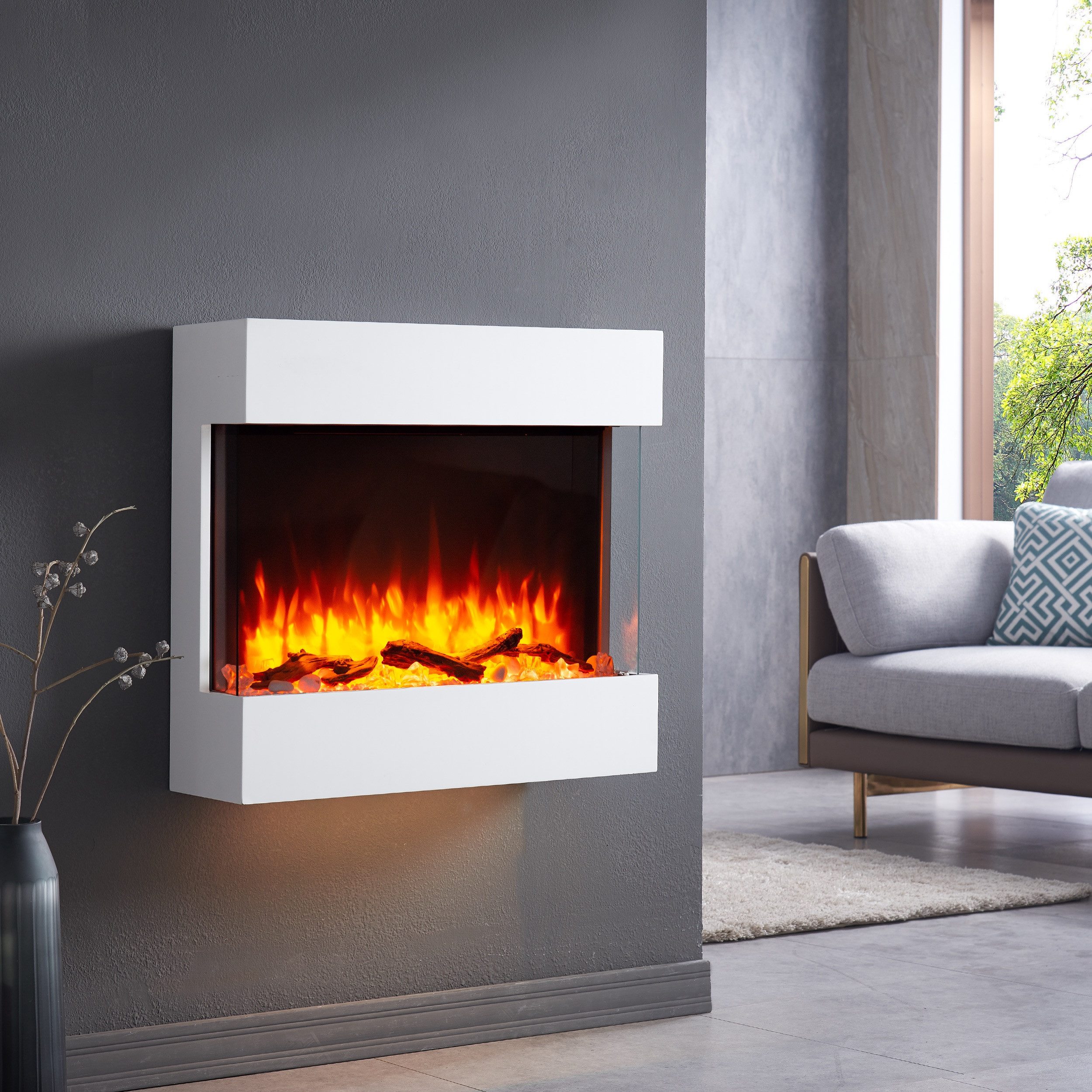 Balderia Elektrokamin BALDERIA Alva - Wandkamin, 2000 W - Weiß, 3D-Flammene günstig online kaufen