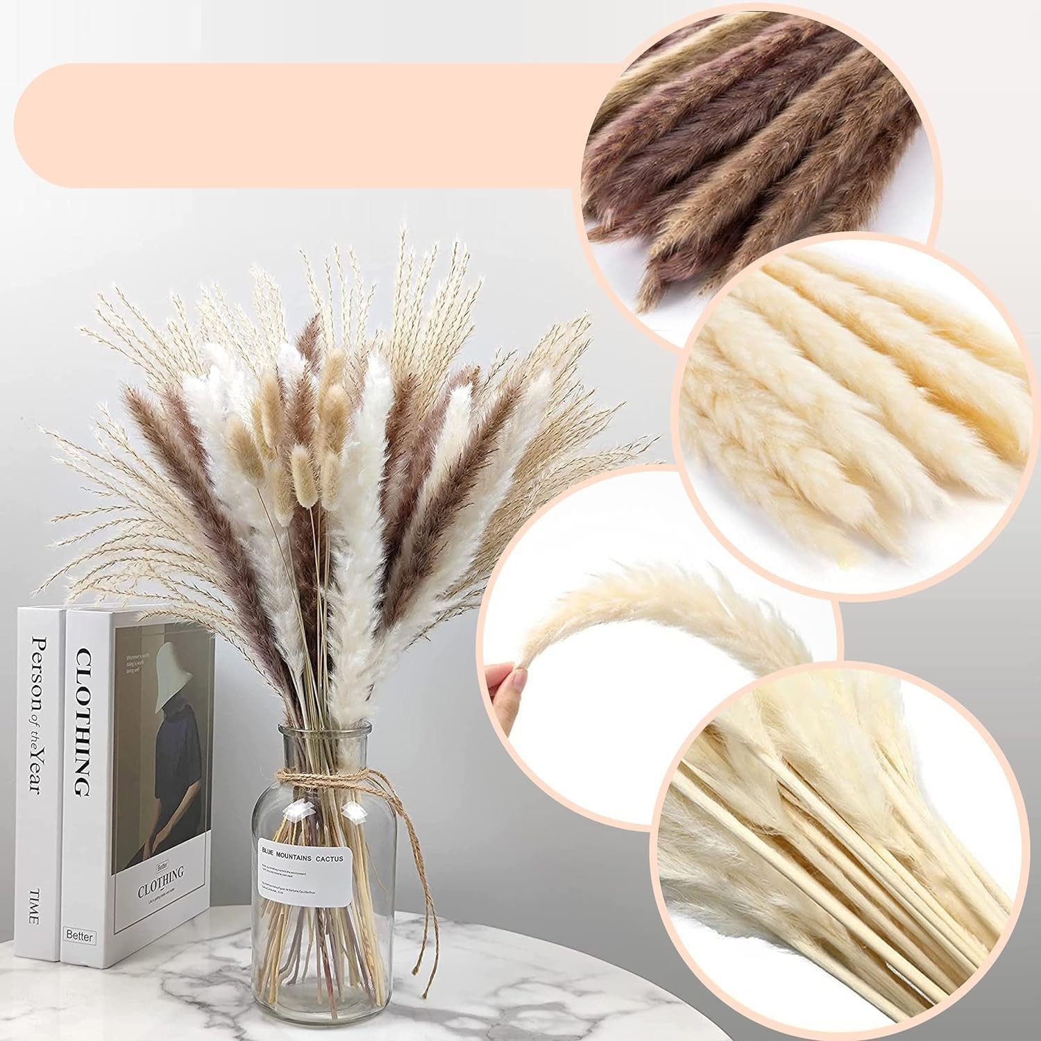 Trockenblume für Hochzeits-Boho-Blumen und Tischdekoration zu Hause, Agger