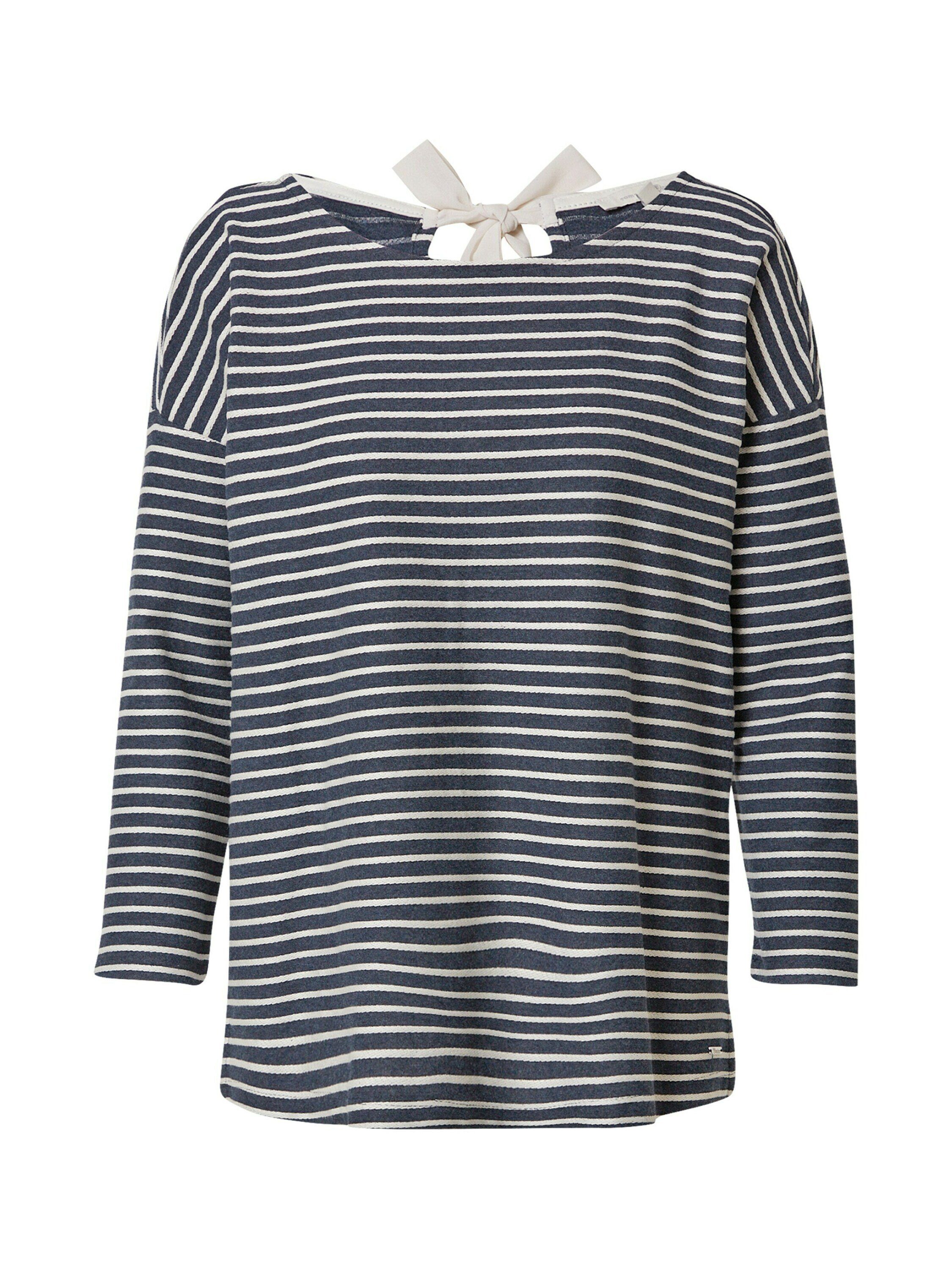 Denim Melange T-Shirt Drapiert/gerafft Stripe Blue White (26031) TAILOR (1-tlg) TOM Cut-Outs,