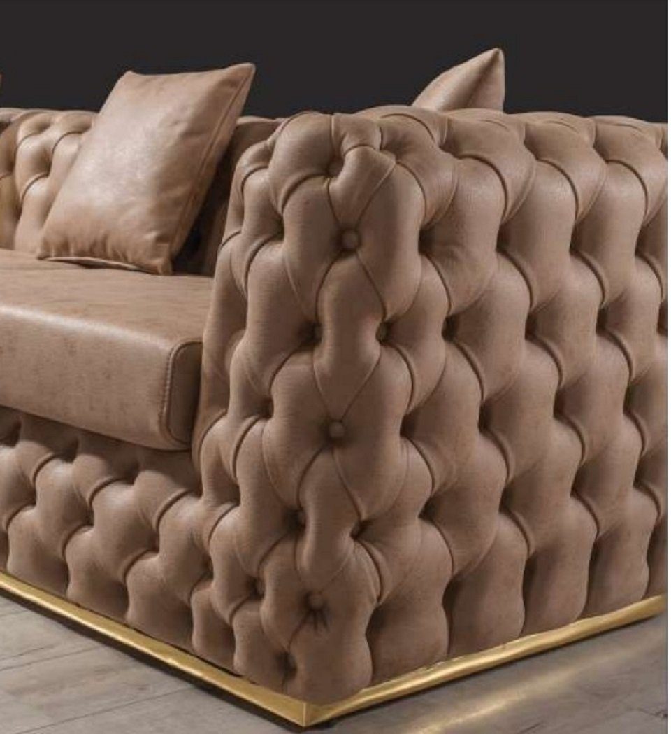 JVmoebel Chesterfield-Sofa Beige Chesterfield-Sofa aus hochwertigem Material, Made in Europa