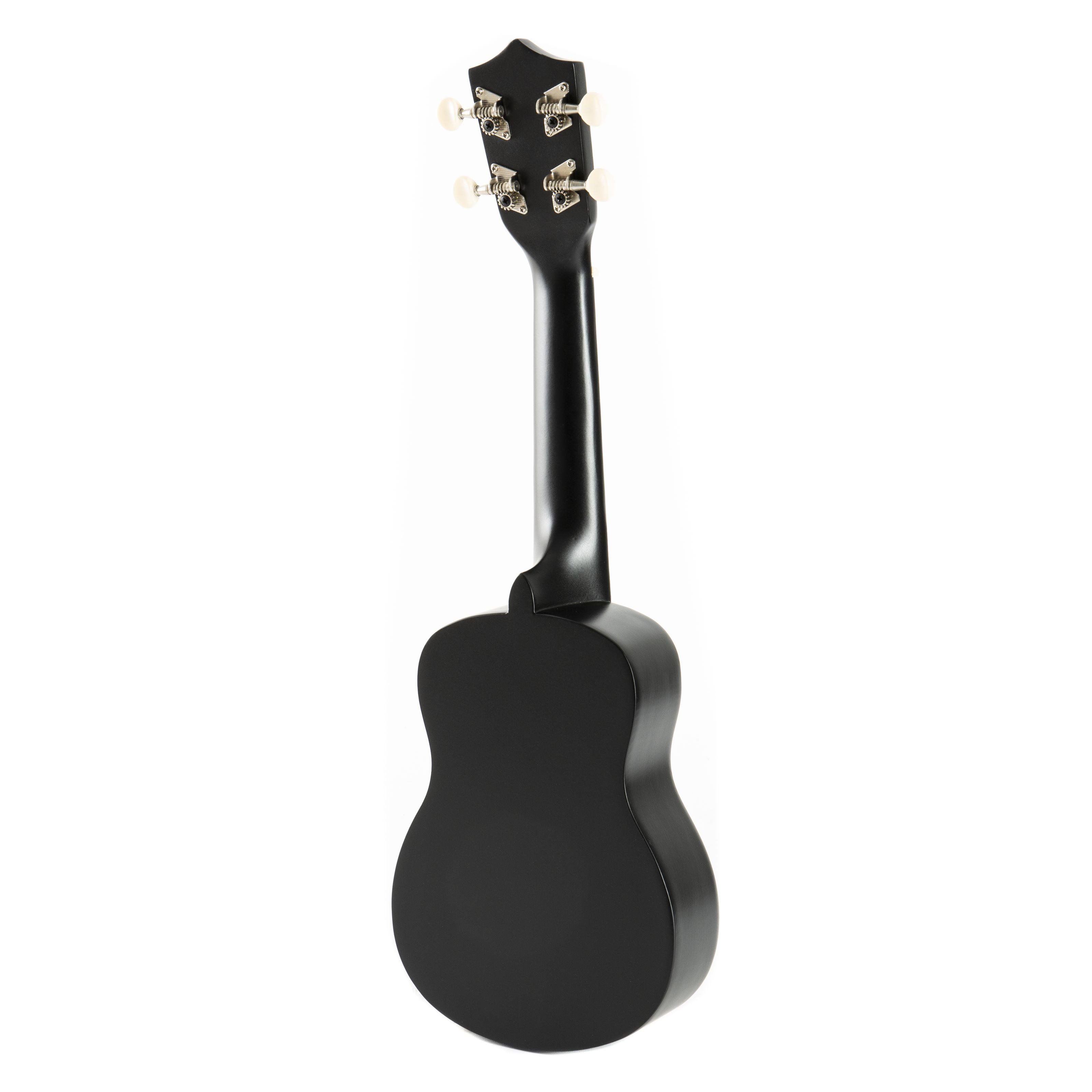 FAME Ukulele, UKE-S BW Sopran Ukulele Schwarz Inklusive Tasche Lindenholz-Korpus 12-Bund Composite-Griffbrett Nickel-Finish, Ukulelen, Sopran Ukulelen, Ukulele, Sopran Ukulele, Lindenholz-Korpus