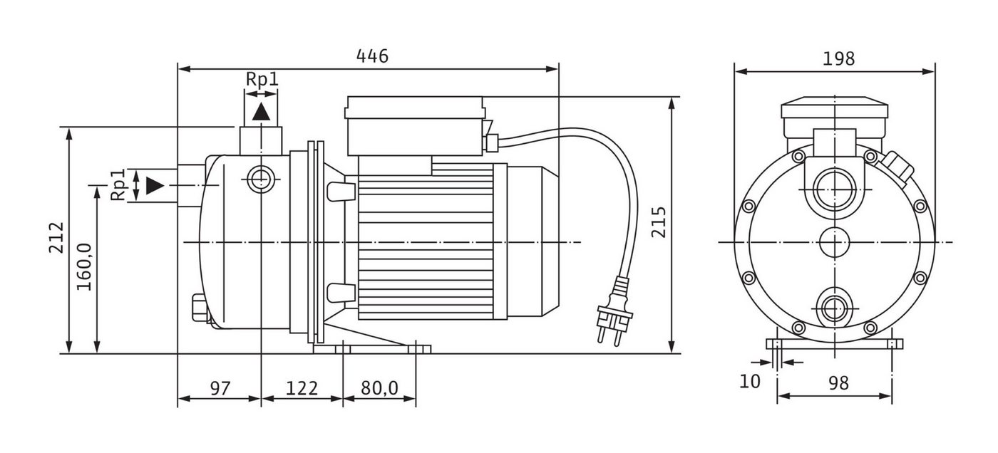 Thumbnail - Wilo Wasserpumpe, Mehrstufige Kreiselpumpe Jet WJ Typ 204 X o. Tragegriff, 230 V, 50