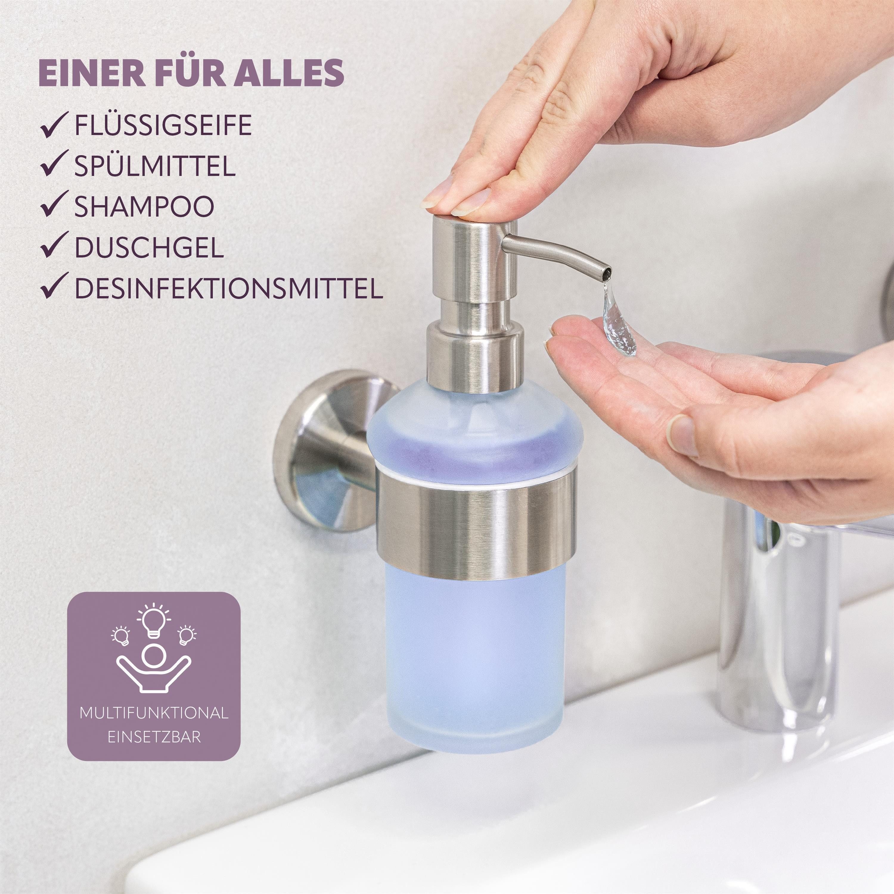 bremermann Seifenspender Bad-Serie PIAZZA - aus Glas & Edelstahl, matt, (1-tlg)