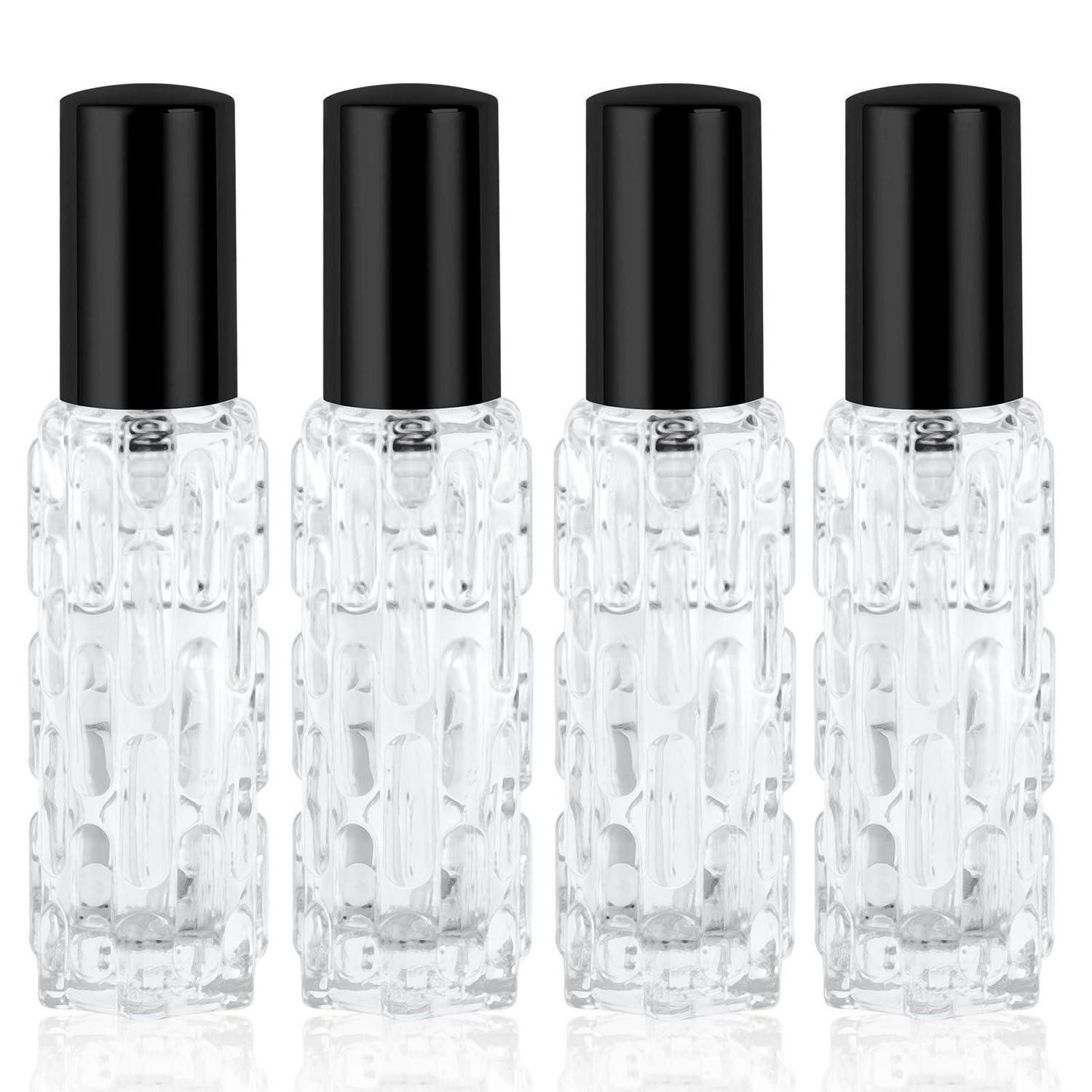 LuxusKollektion Parfümzerstäuber Parfümzerstäuber Nachfüllbar 4x10ml Schwarz (4 St), Zerstäuber