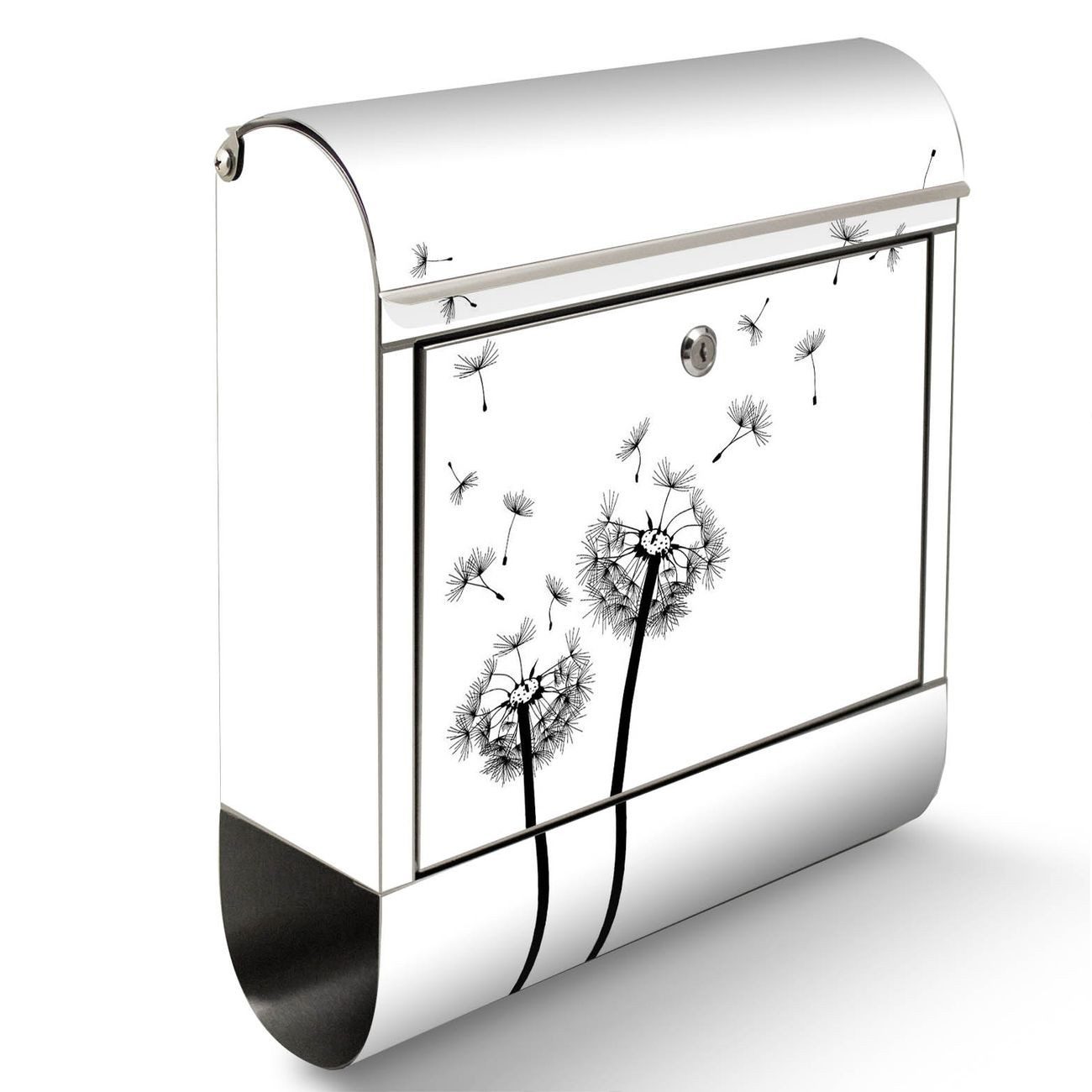 banjado Standbriefkasten Edelstahl Pusteblume 2 (Standbriefkasten Pusteblume 2, mit Zeitungsfach), 126 x 53 x 17cm