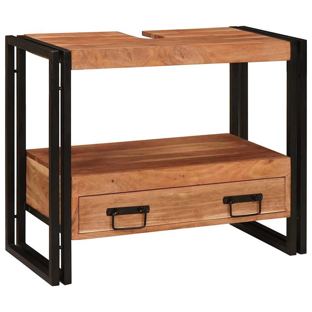 vidaXL Badezimmerspiegelschrank Waschbeckenunterschrank Massives nholz, Eis günstig online kaufen