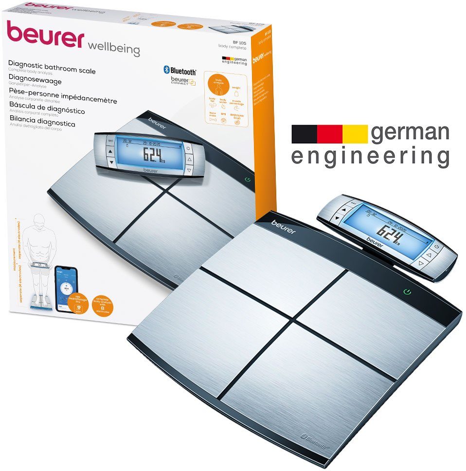 BEURER Körper-Analyse-Waage BF 105 Body Complete, Innovative Vernetzung zwischen PC, Smartphone und Waage