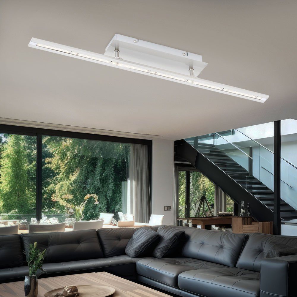 Paul Neuhaus LED Deckenleuchte, LED-Leuchtmittel fest verbaut, Warmweiß, Deckenlampe Deckenleuchte Wohnzimmerlampe Stahl silber LED L 62,5cm