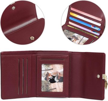 GOIACII Geldbörse (Große Vintage-Geldbörse aus Leder, Damenbrieftasche mit RFID-Schutz), mit Hochwertiges Material,Große Kapazität Druckknopf & Reißverschluss