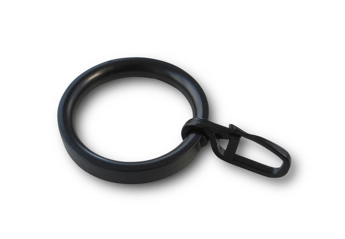 nodeko Gardinenring Vorhangringe Ø 32 x 43 mm, Kunststoff, für Gardinenstangen Ø 16 mm bis 20 mm, (Packung, mit Faltenlegehaken), mit Kerbe zum Einklipsen des Faltenhakens