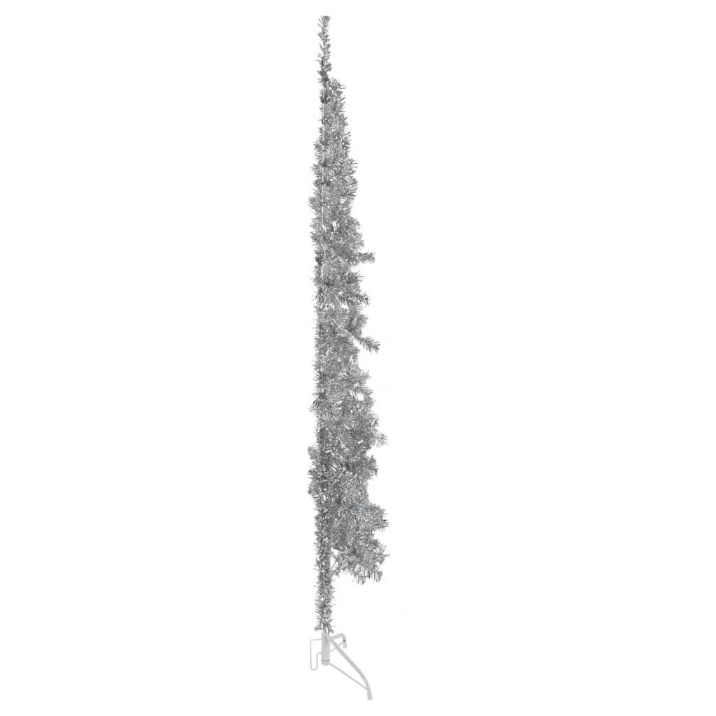 furnicato Künstlicher 210 Halb-Weihnachtsbaum Ständer Schlank Weihnachtsbaum Silbern cm Künstlicher