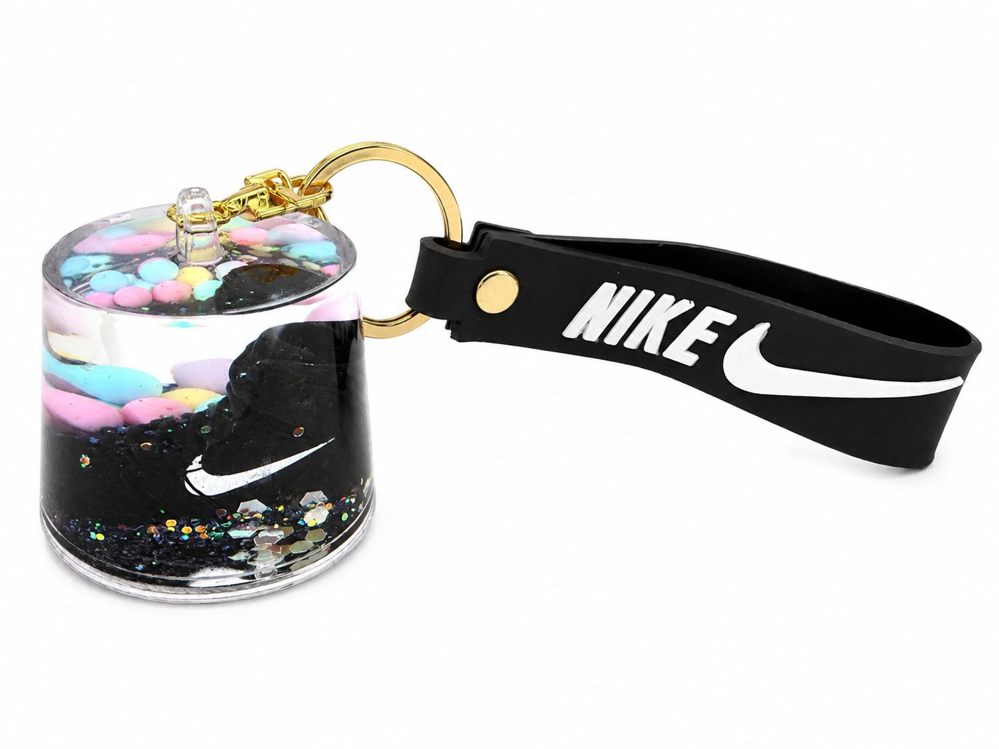 soma Schlüsselanhänger Rucksackanhänger mit Mini-Schneekugel und Sneaker, Silikonband (Set, 1-tlg., Geschenk-Set), Glitzer-Effekt im geschlossenen Gehäuse mit dekorativem Sneaker