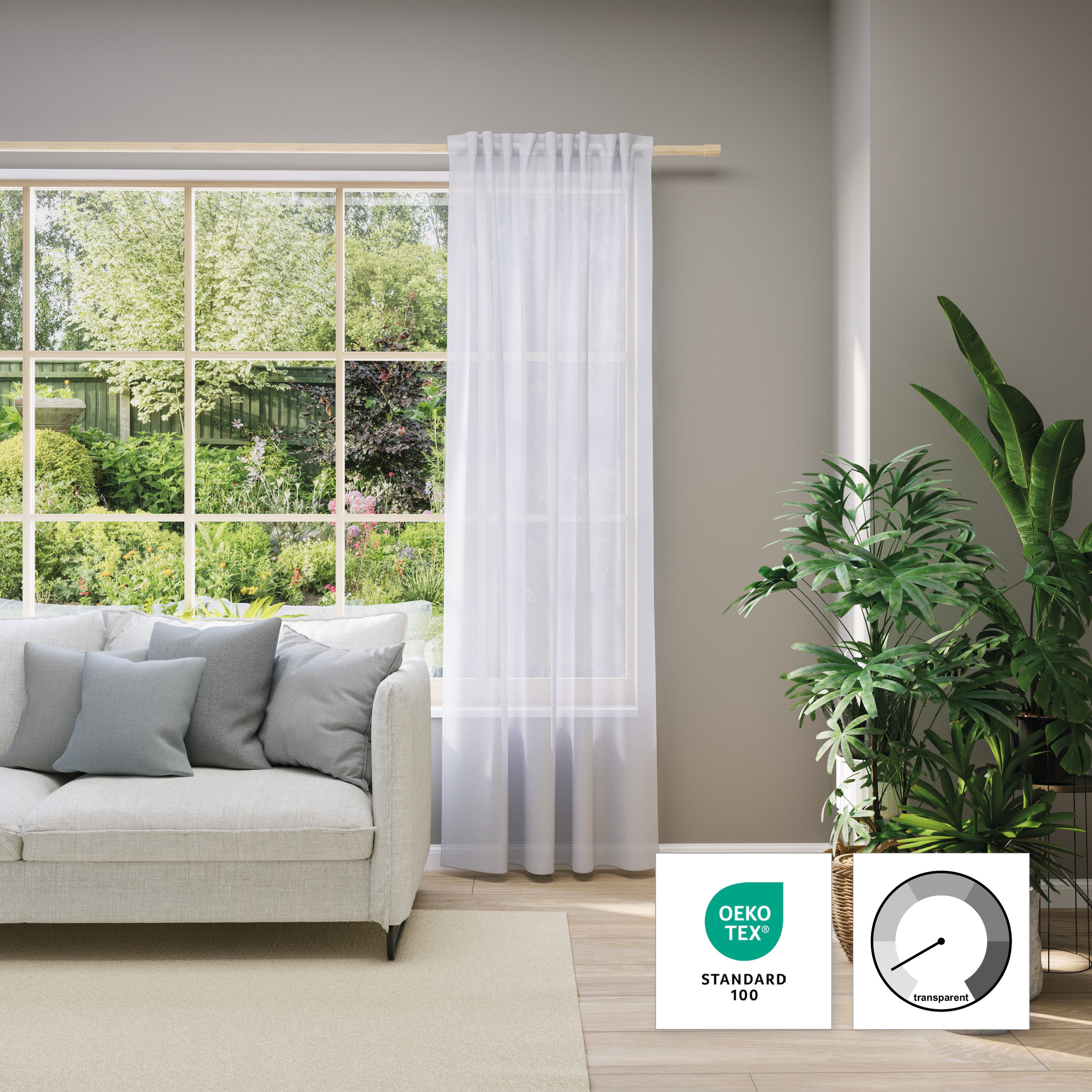 Neutex for you! Vorhang nach Maß EVA (1 St), Multifunktionsband, transparent, Uni-Voile mit elegantem Glanz