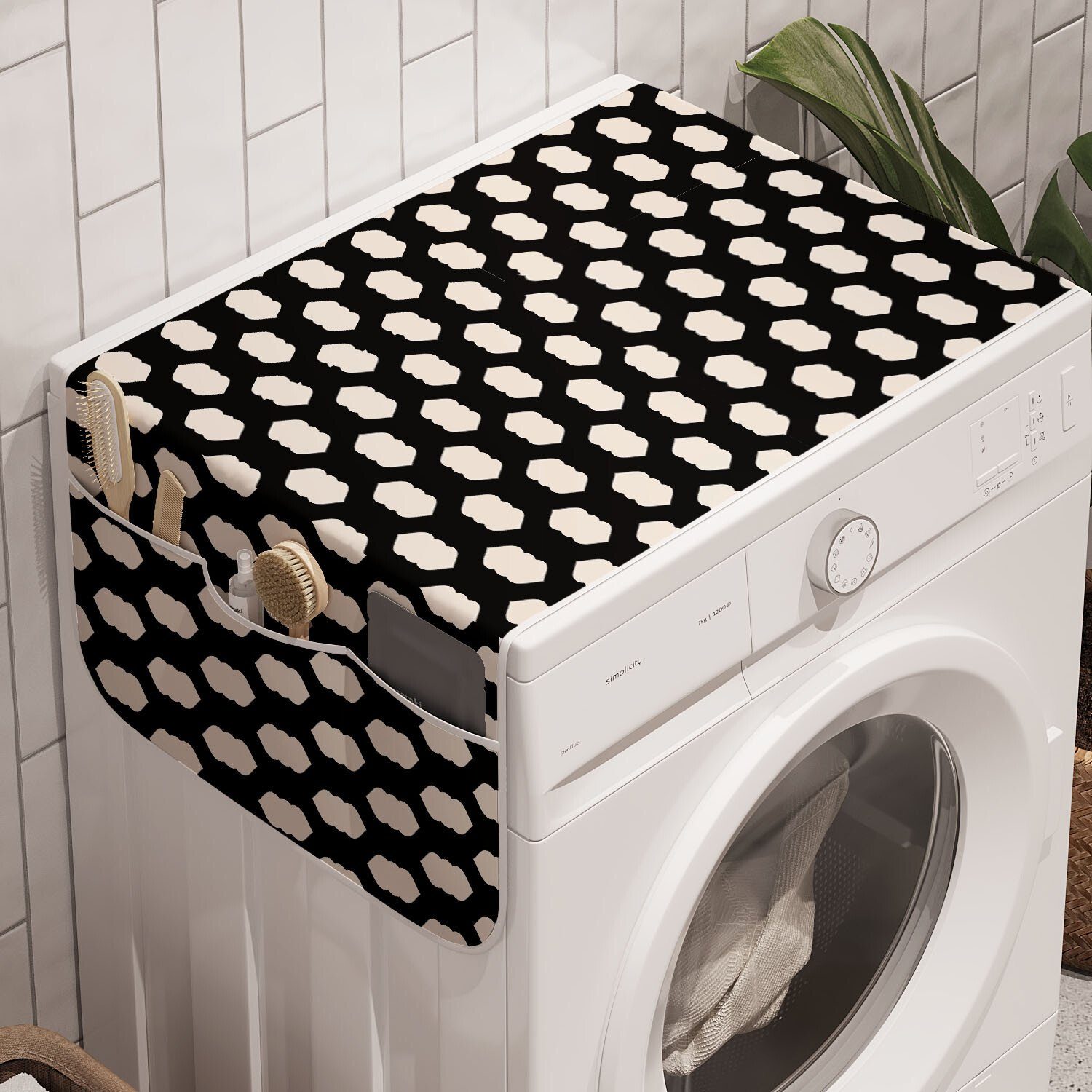 Abakuhaus Badorganizer Anti-Rutsch-Stoffabdeckung für Waschmaschine und Trockner, Geometrisch Oriental Artformen | Bad-Organizer