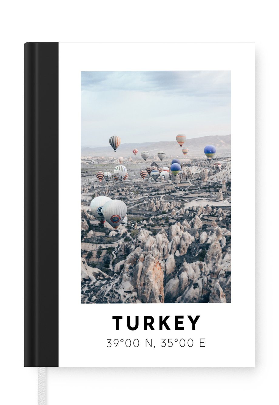MuchoWow Notizbuch Heißluftballon - Türkei - Sommer - Berge, Journal, Merkzettel, Tagebuch, Notizheft, A5, 98 Seiten, Haushaltsbuch