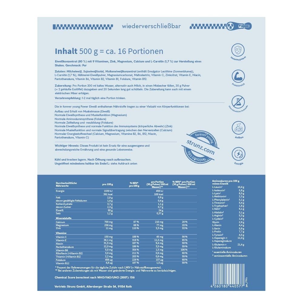 forever young Forever Young Dr. Strunz Power Eiweiß Plus – 500 g Pulver