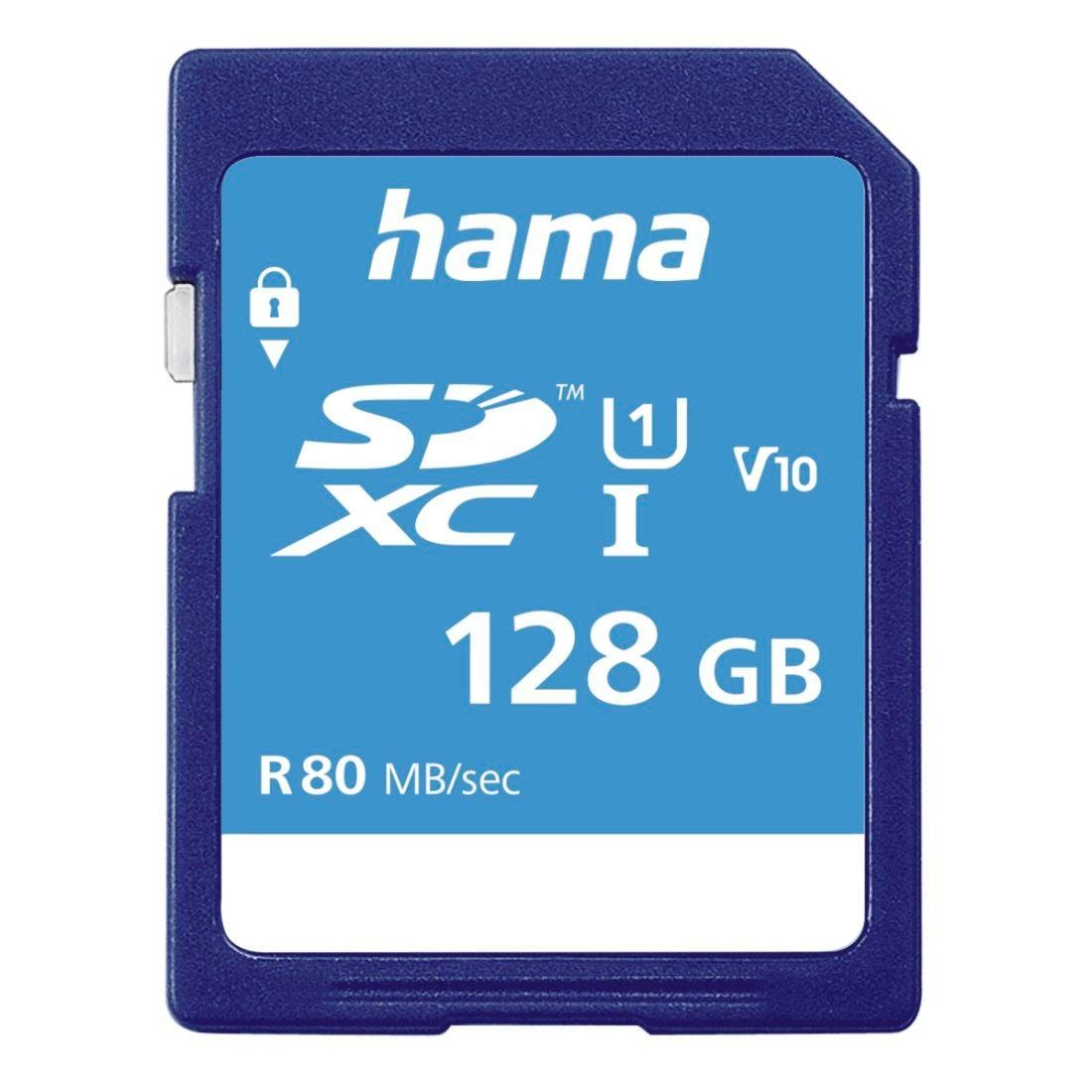 Hama SD Karte, Memory Fast, Class 10 UHS-I Speicherkarte (128 GB, UHS-I Class 10, 80 MB/s Lesegeschwindigkeit)